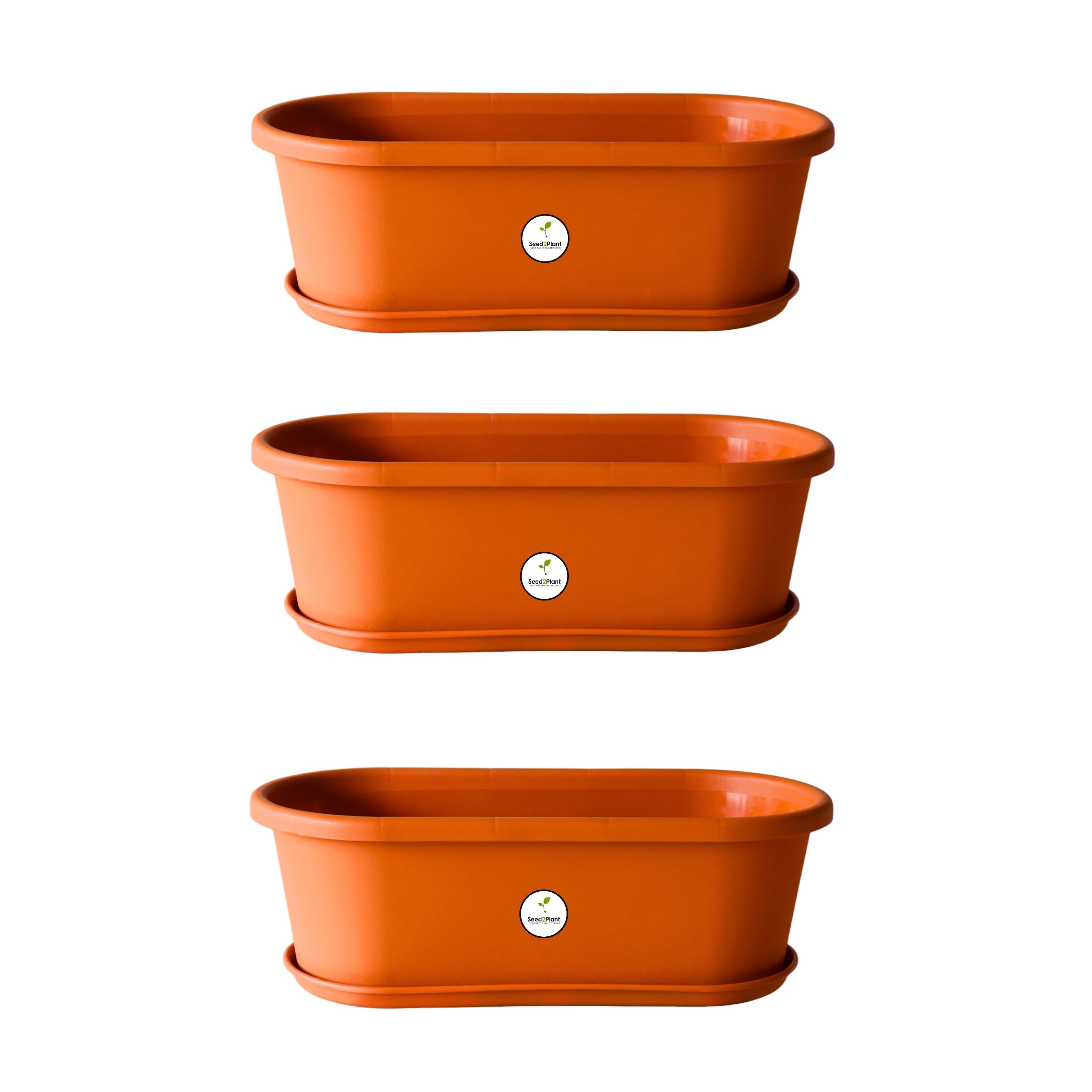 UV Treated Window Planter with Tray - Terracotta colour