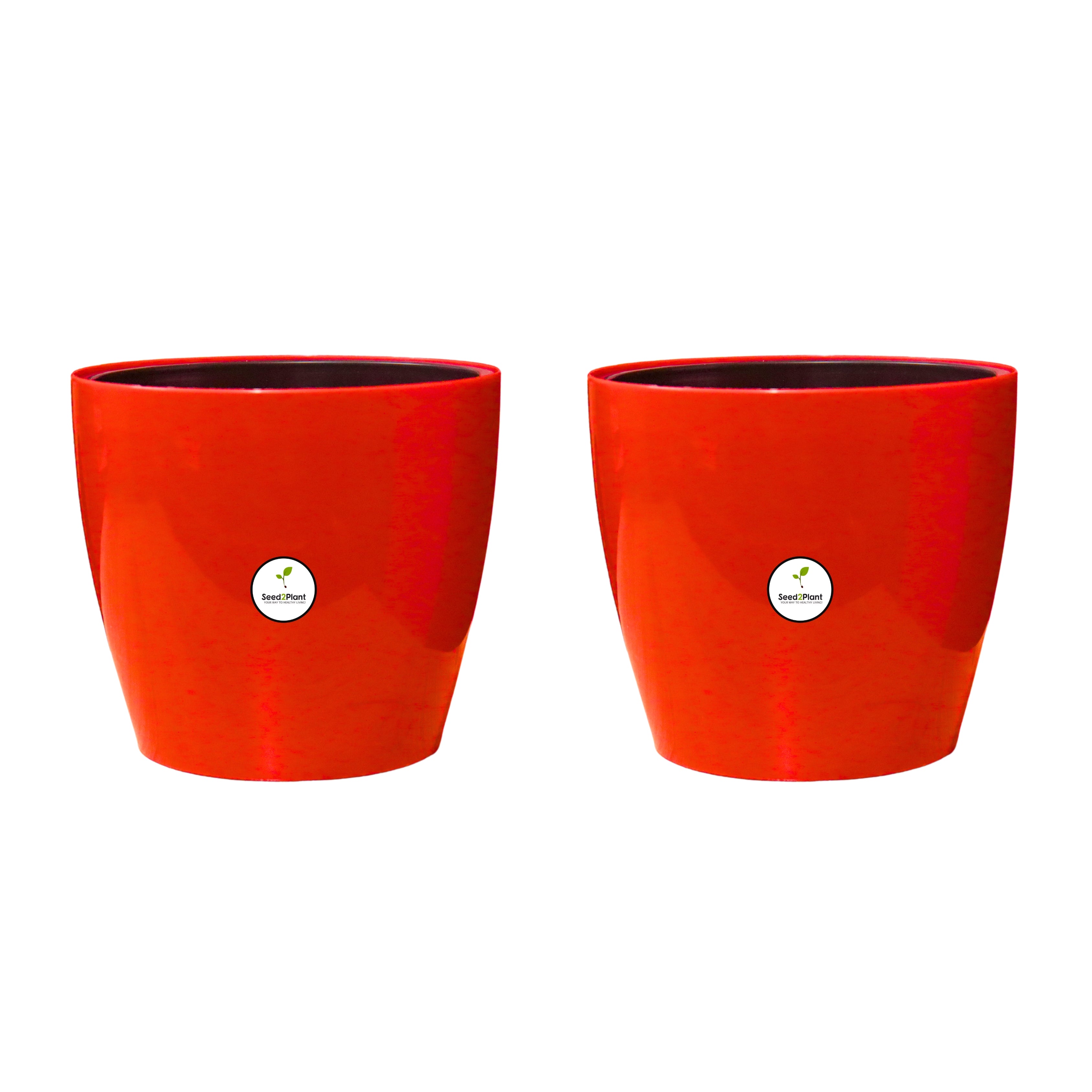 7 inch Indoor Plastic Pot (with Inner Pot) - Red Colour