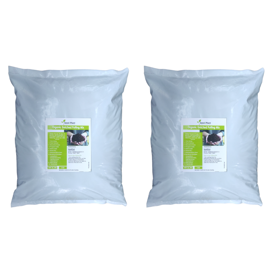 Potting Soil- 100% Organic with 8 Fertilizers and 4 Beneficial Microbes - 5 KG