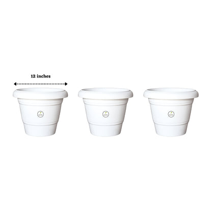 12 Inch Plastic Pots UV Treated - White Colour