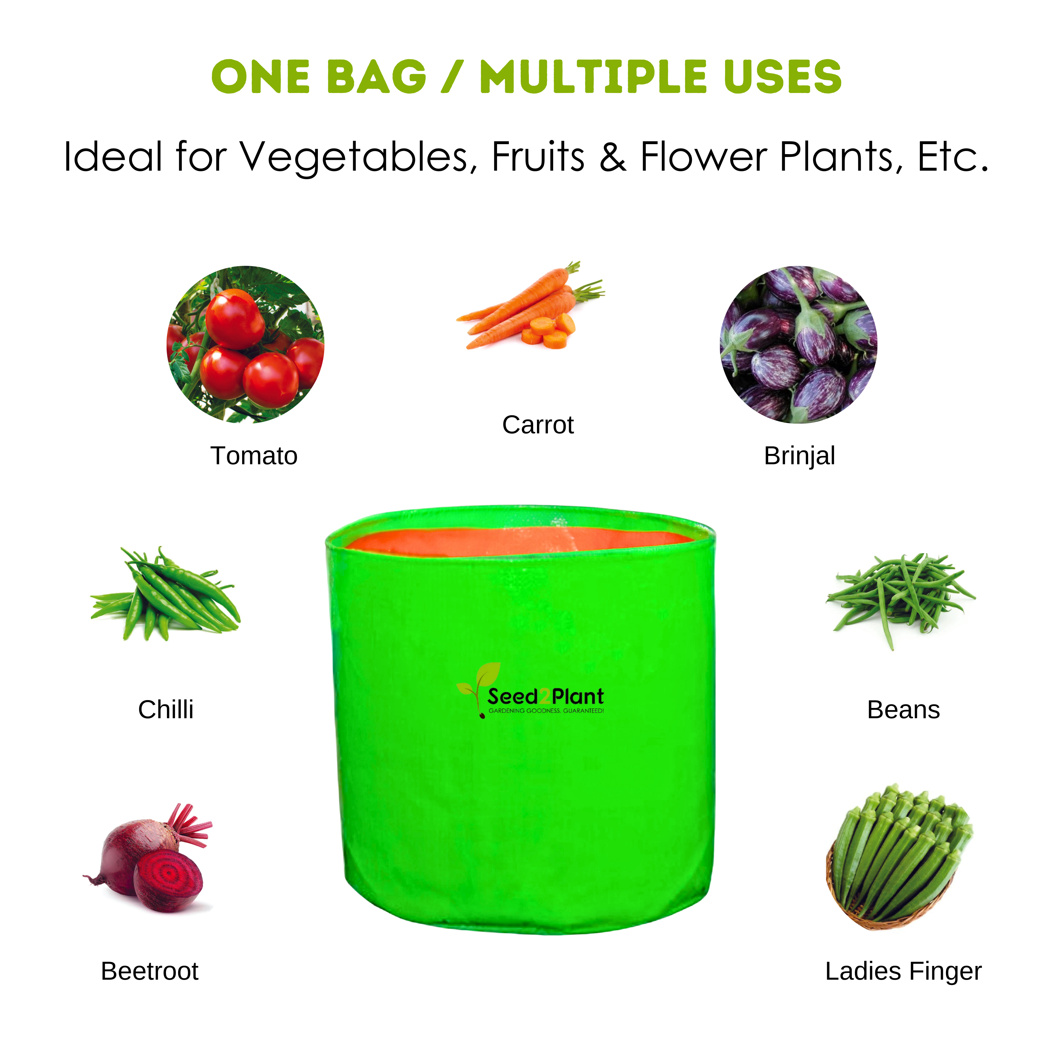 12x12 Inches (1x1 Ft) - 220 GSM HDPE Round Grow Bag