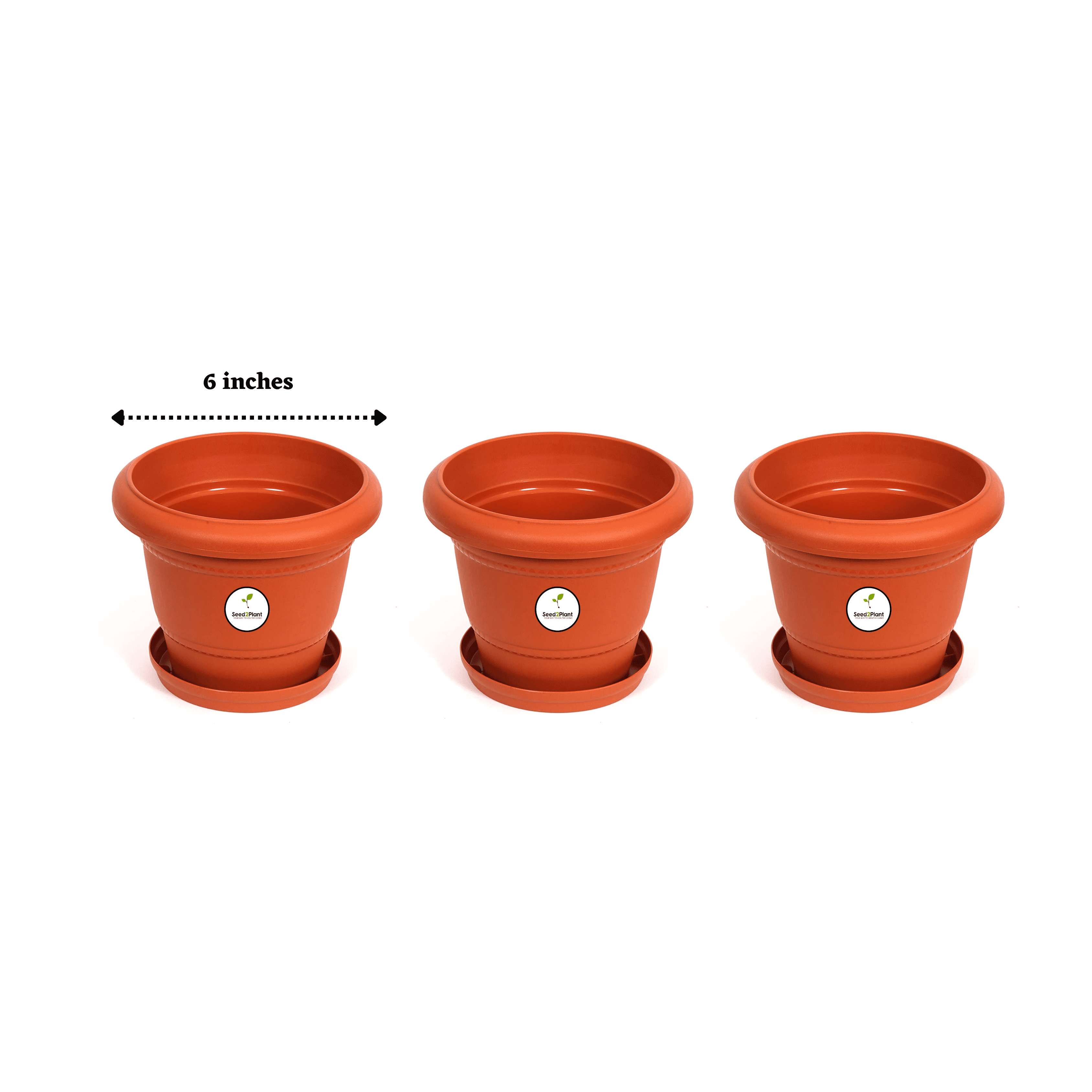 6 Inch UV Treated Plastic Pots - Terracotta Colour