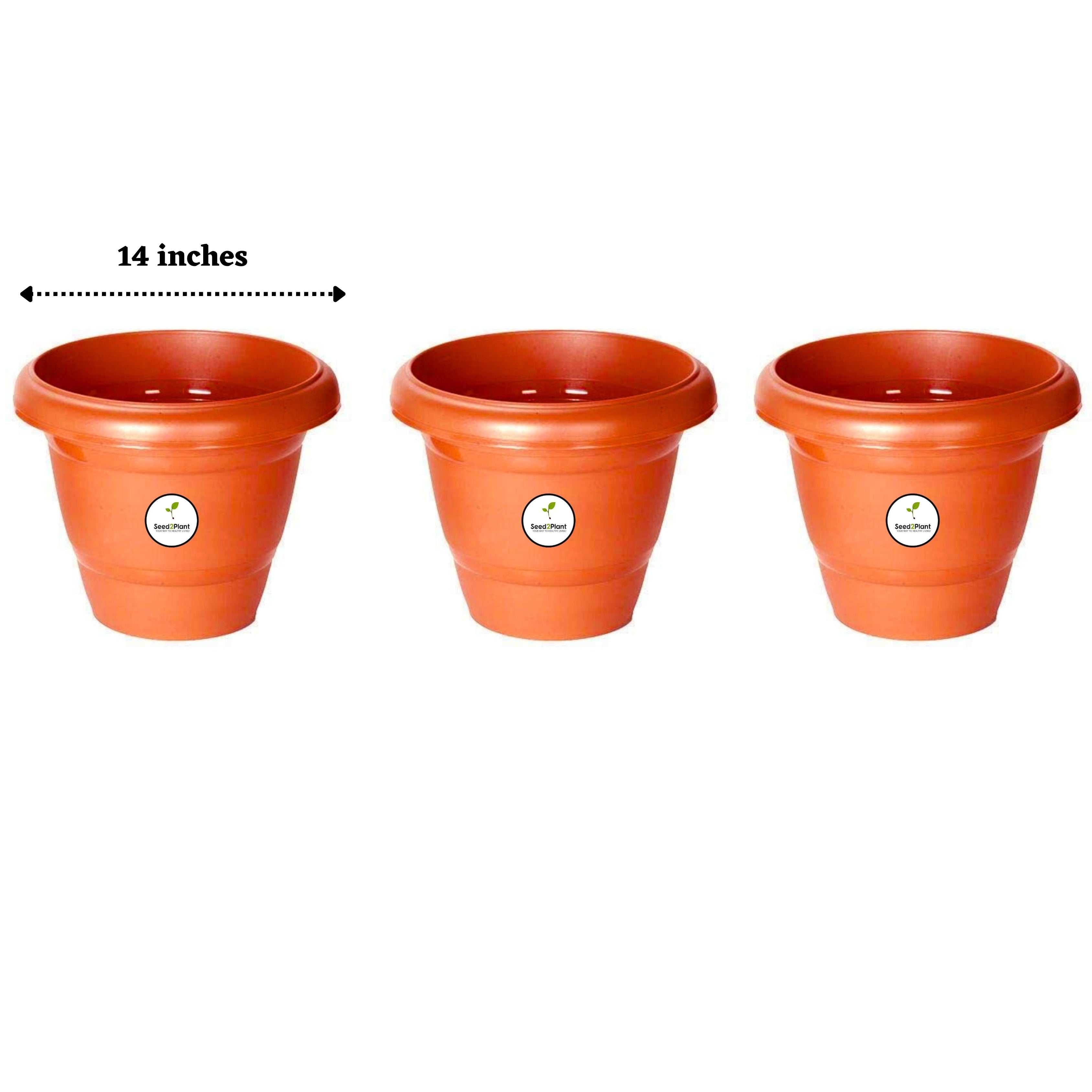 14 Inch Plastic Pots UV Treated - Terracotta Colour