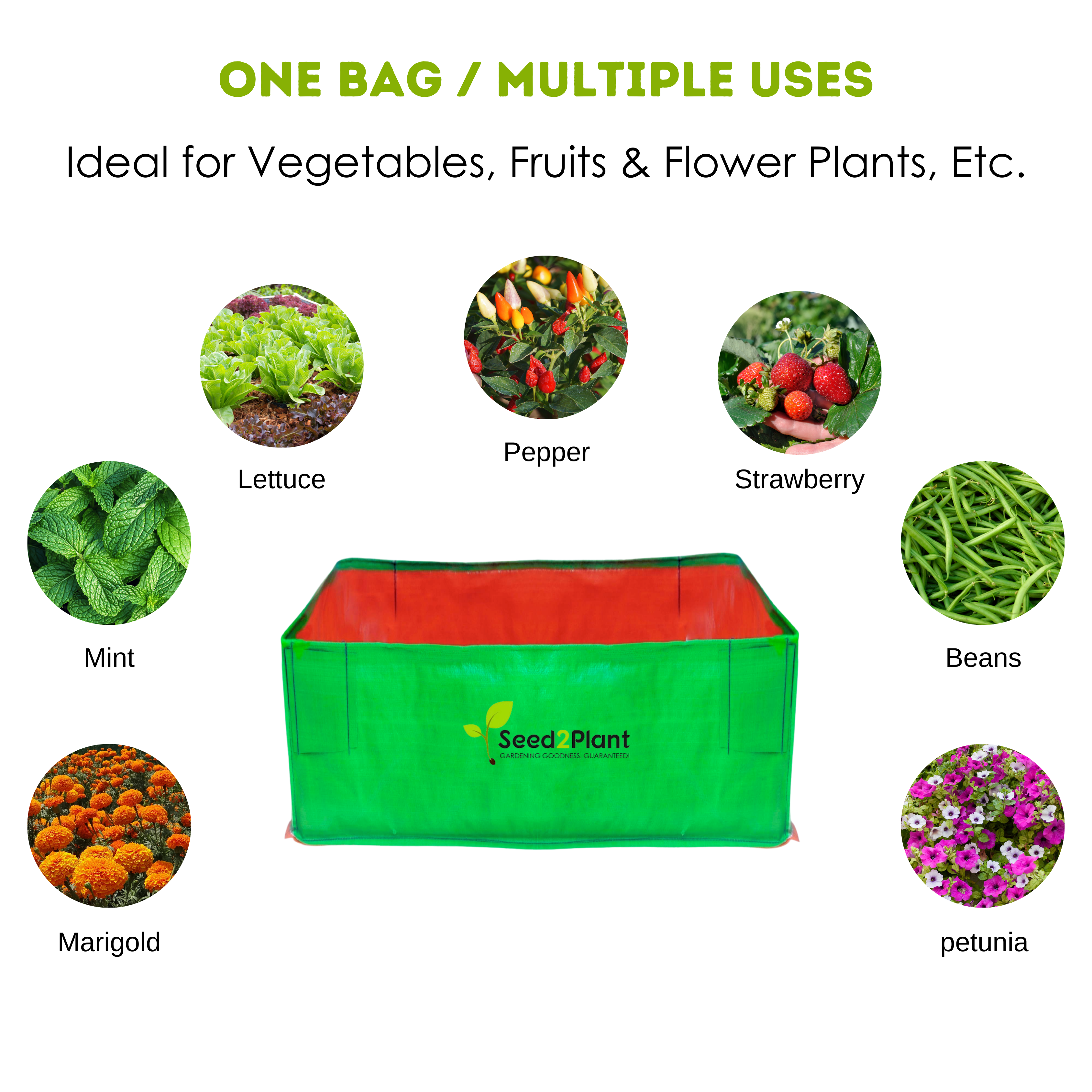 24x12x12 Inches (2x1x1 Ft ) - 260 GSM HDPE Rectangular Grow Bag