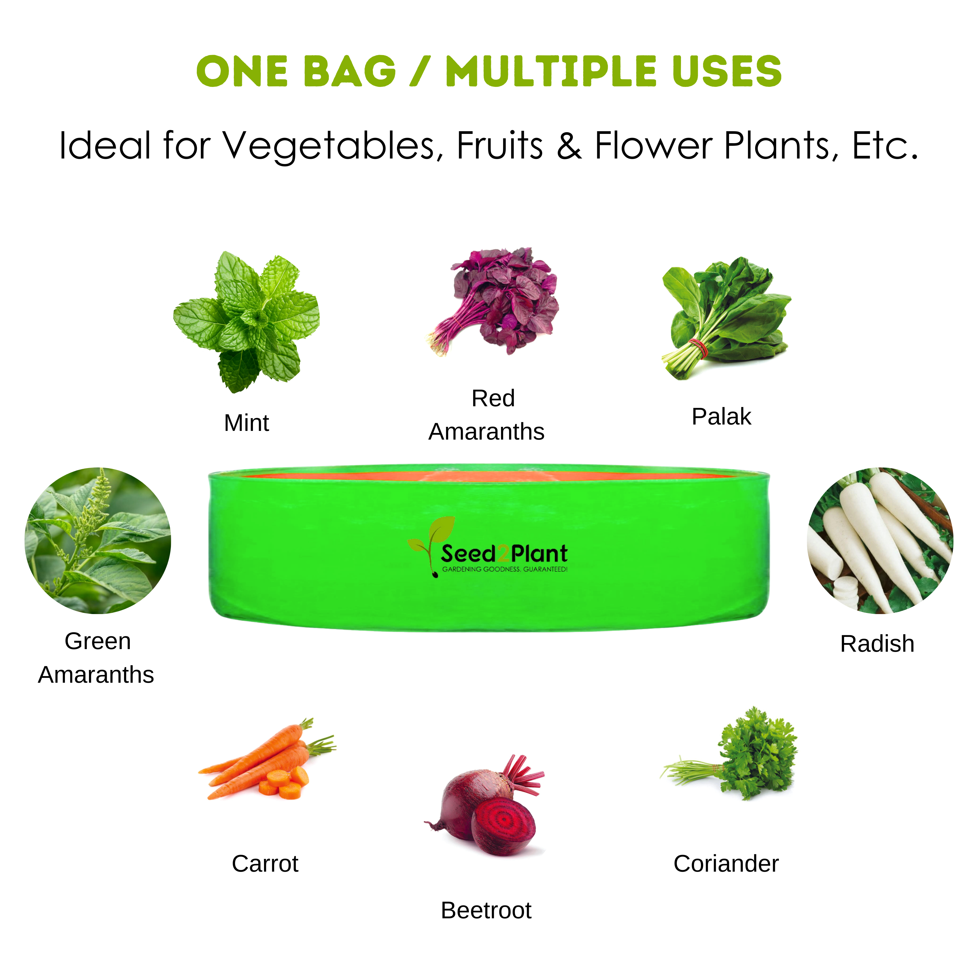 24x6 Inches (2x 1⁄2 Ft) - 260 GSM HDPE Round Spinach Grow Bag