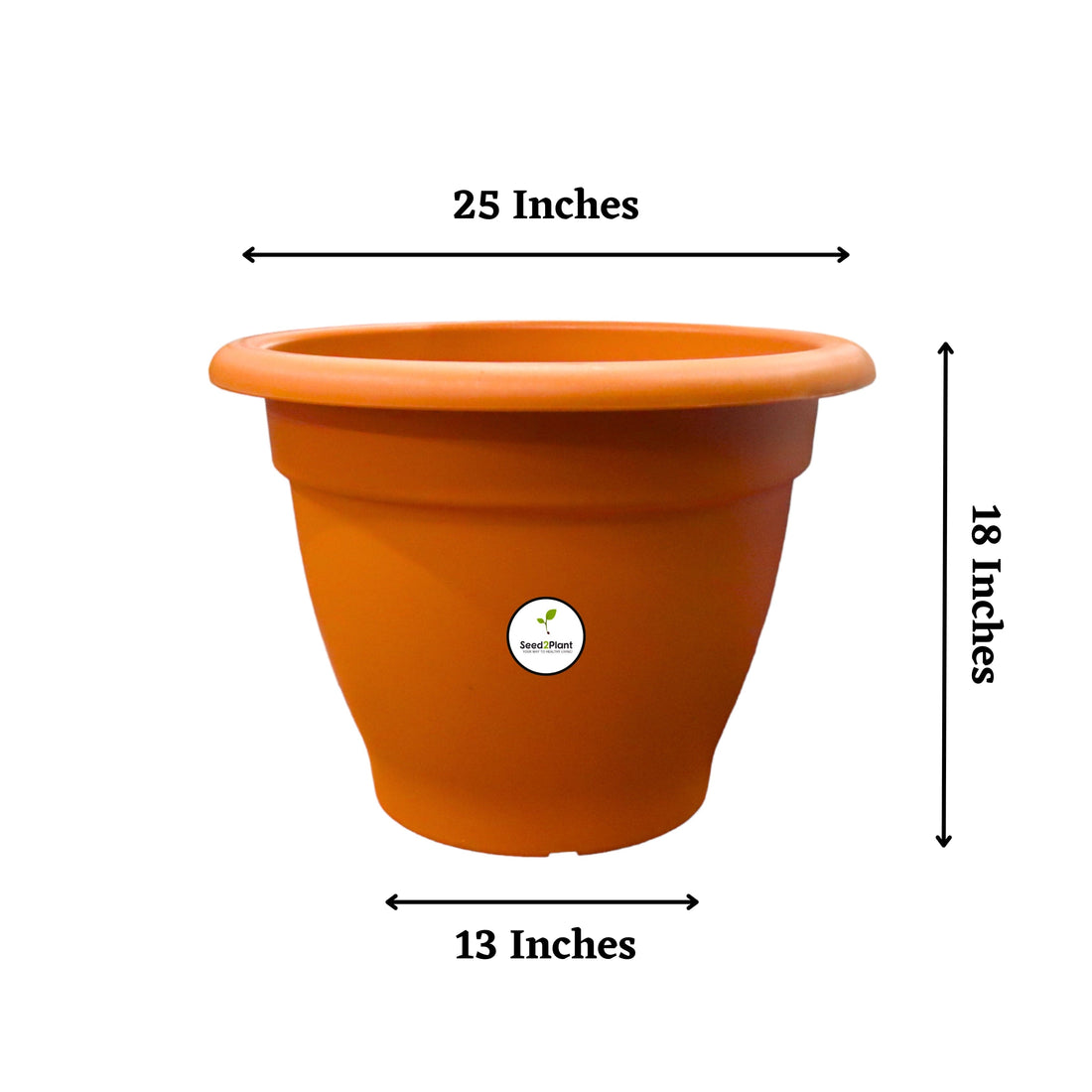 25 Inch Plastic Pots UV Treated - Terracotta Colour