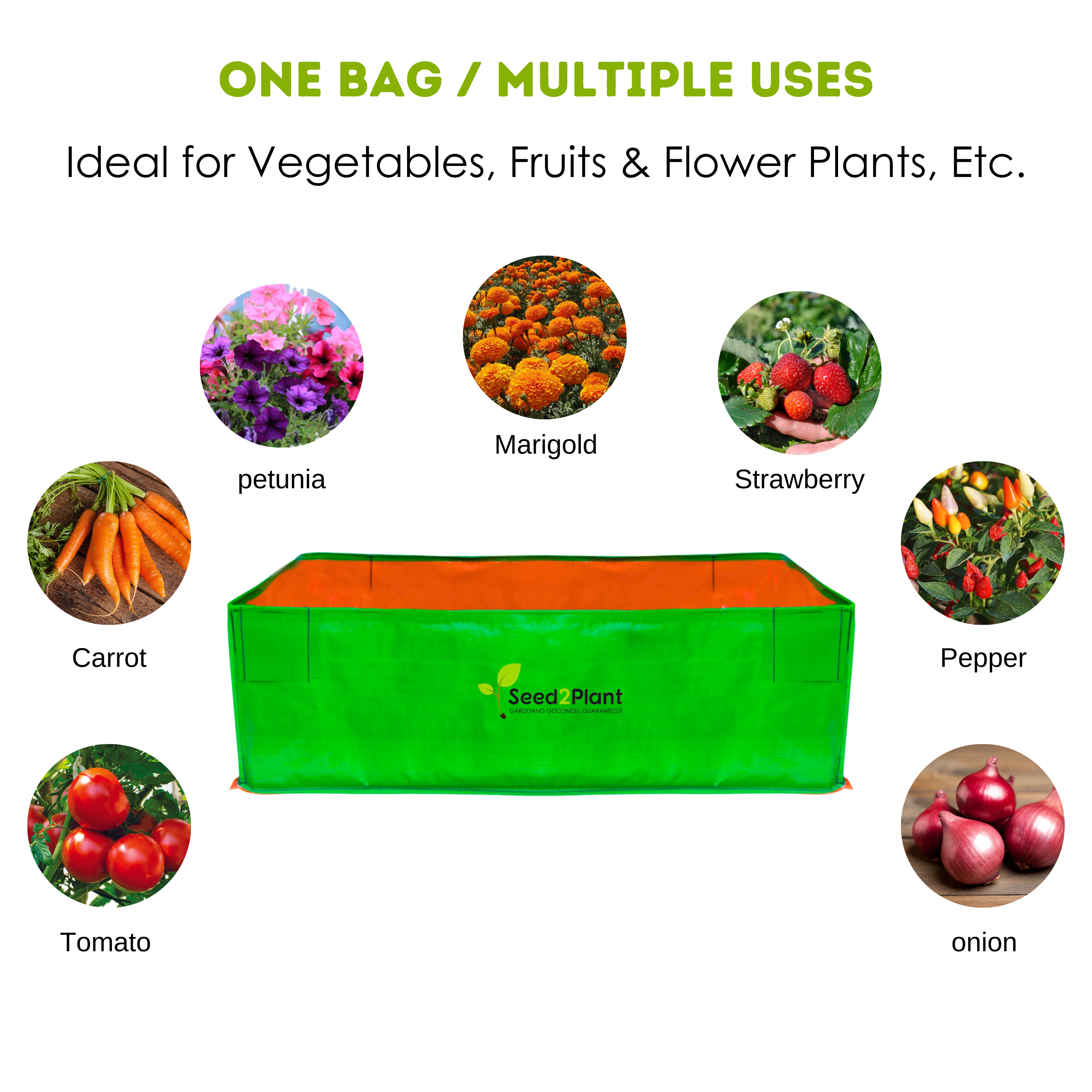 36x12x12 Inches (3x1x1 Ft) - 220 GSM HDPE Rectangular Grow Bag