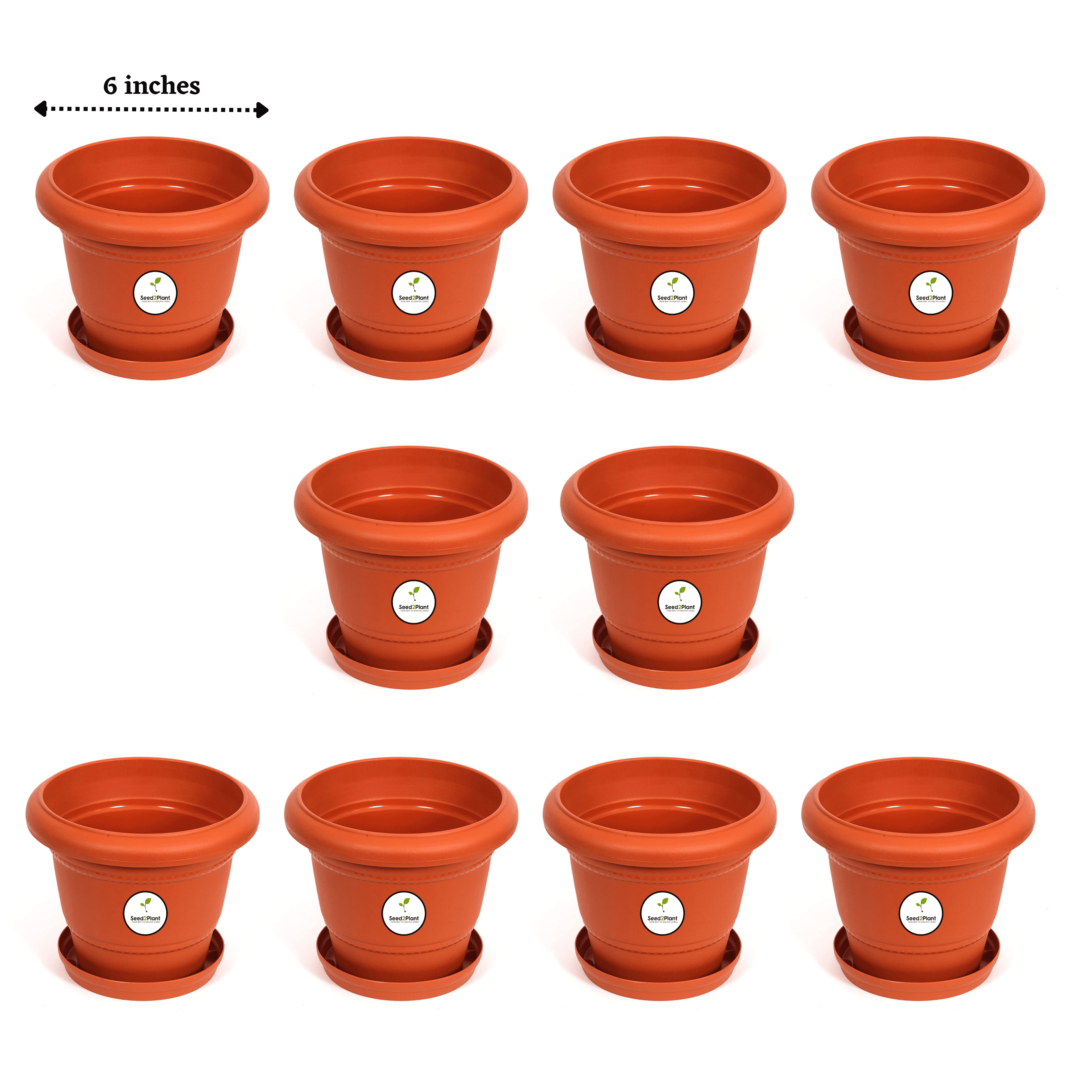 6 Inch UV Treated Plastic Pots - Terracotta Colour