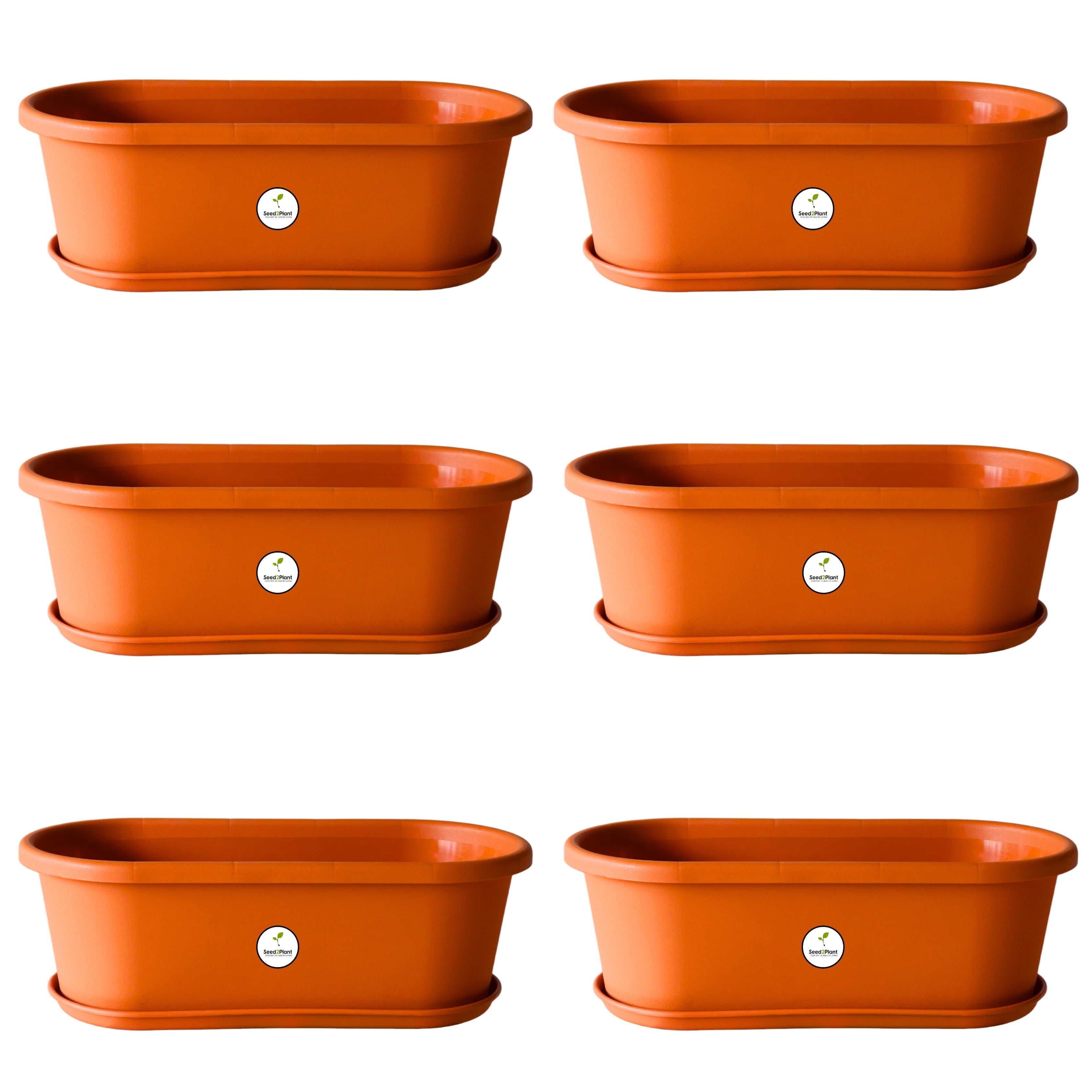 UV Treated Window Planter with Tray - Terracotta colour