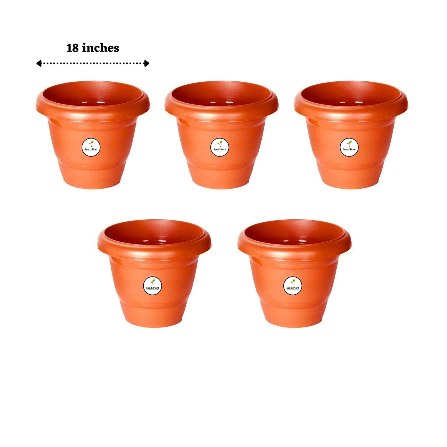 18 Inch Plastic Pots UV Treated - Terracotta Colour