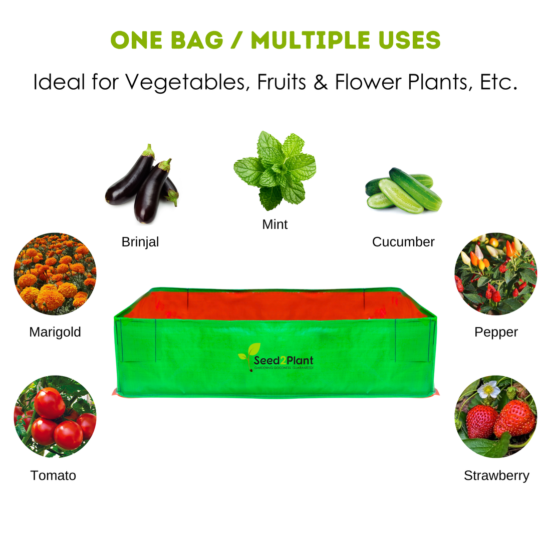 48x24x12 Inches (4x2x1 Ft) - 220 GSM HDPE Rectangular Grow Bag