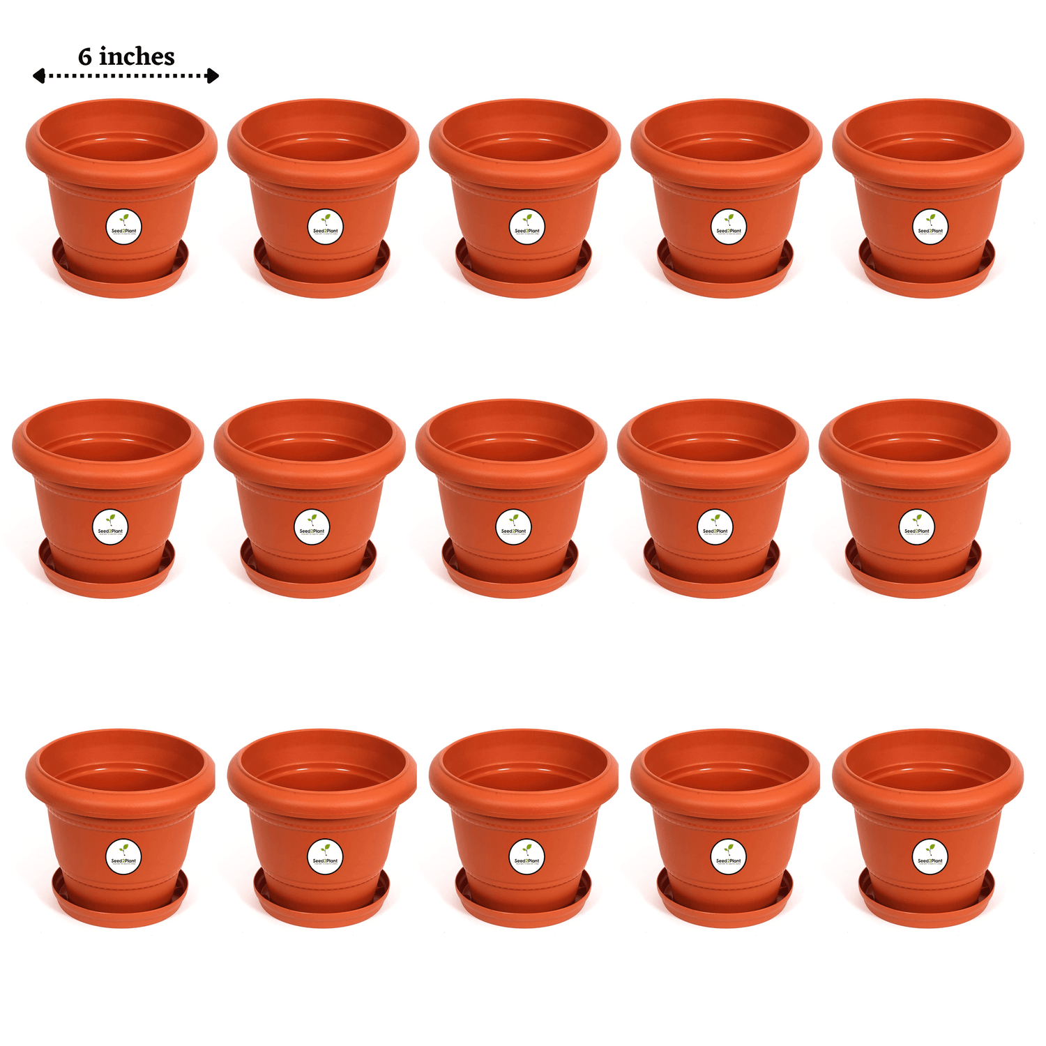 6 Inch UV Treated Plastic Pots - Terracotta Colour