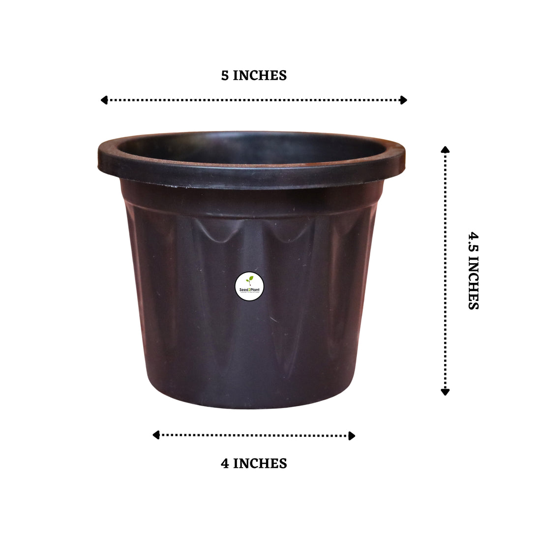5 Inch Plastic Pot / Planter - Black Colour