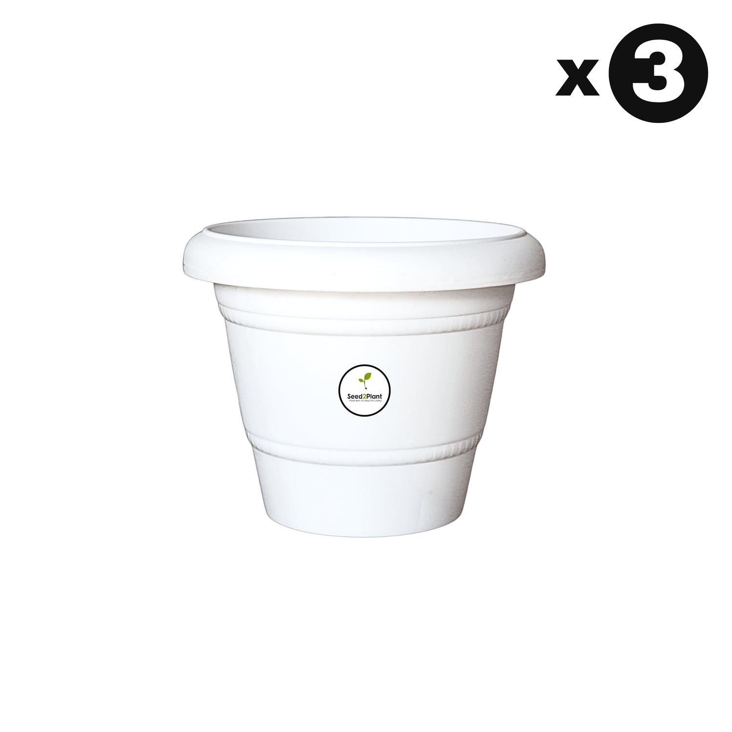 6 Inch UV Treated Plastic Pots - White Colour