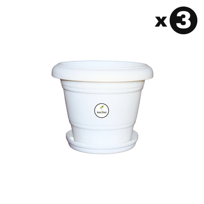 6 Inch UV Treated Plastic Pots - White Colour