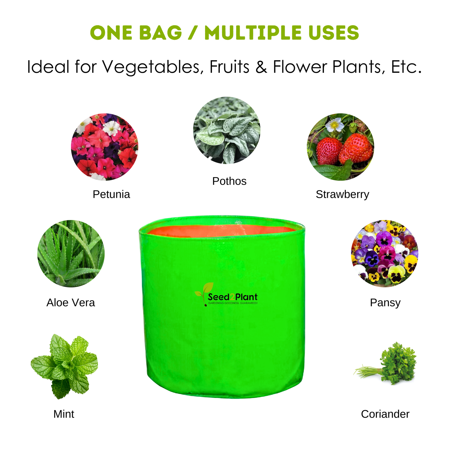 6x6 Inches (½x½ Ft) - 220 GSM HDPE Round Grow Bag