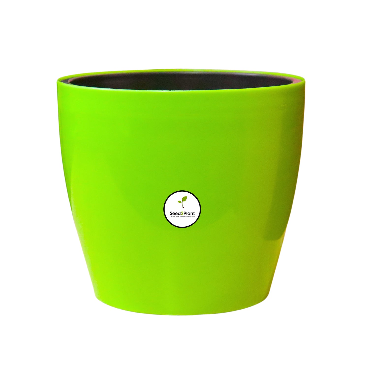 7 inch Indoor Plastic Pot (with Inner Pot) - Green Colour