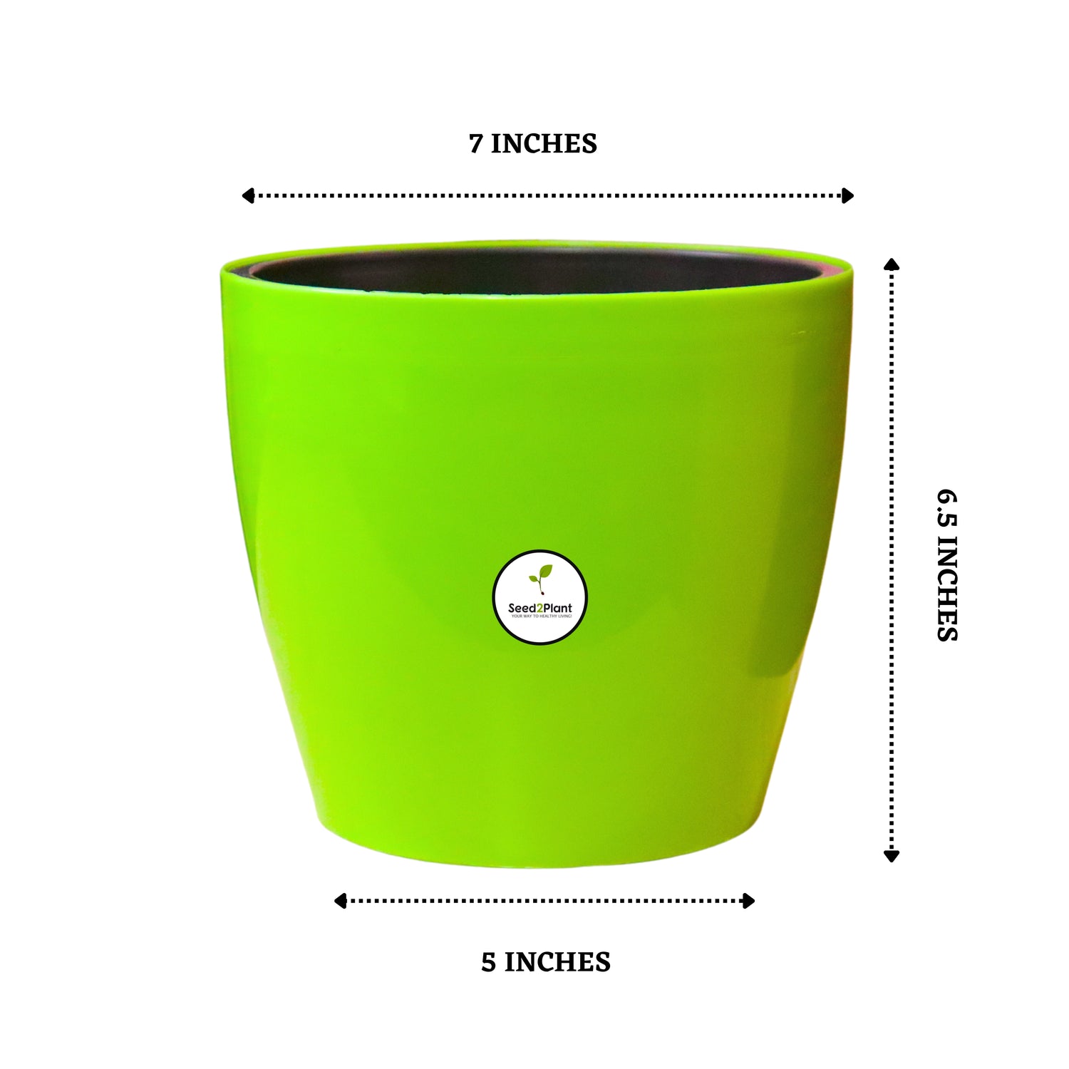 7 inch Indoor Plastic Pot (with Inner Pot) - Green Colour