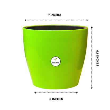 7 inch Indoor Plastic Pot (with Inner Pot) - Green Colour