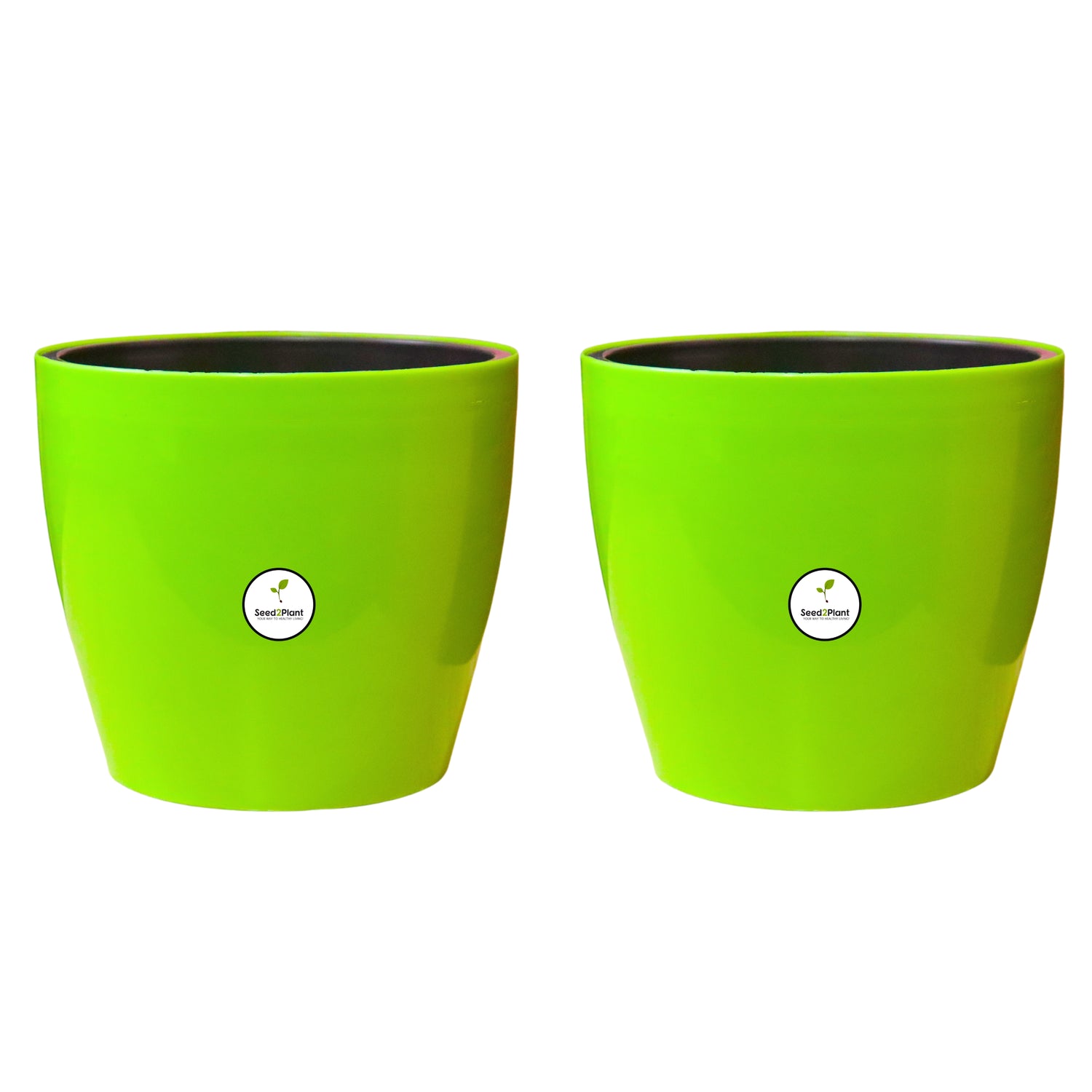 7 inch Indoor Plastic Pot (with Inner Pot) - Green Colour