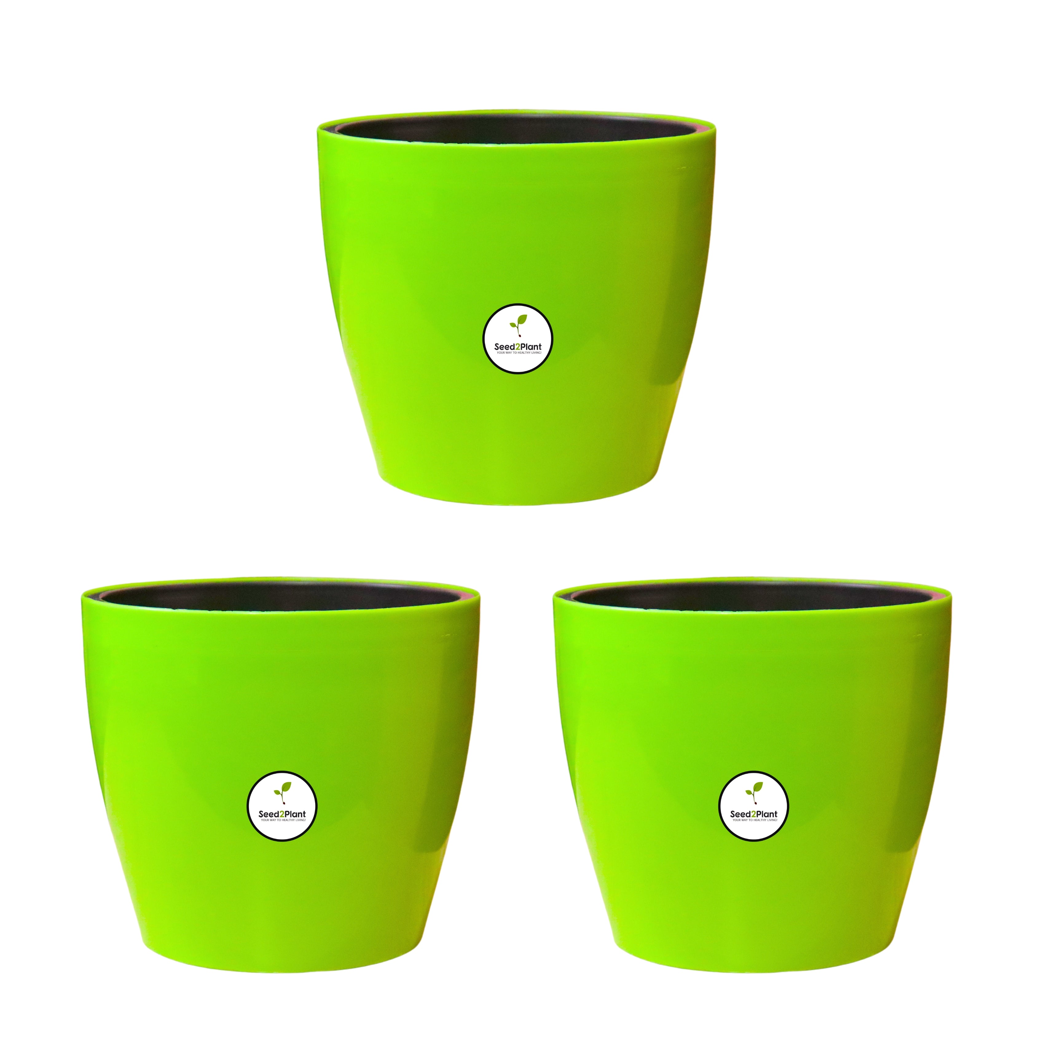 7 inch Indoor Plastic Pot (with Inner Pot) - Green Colour