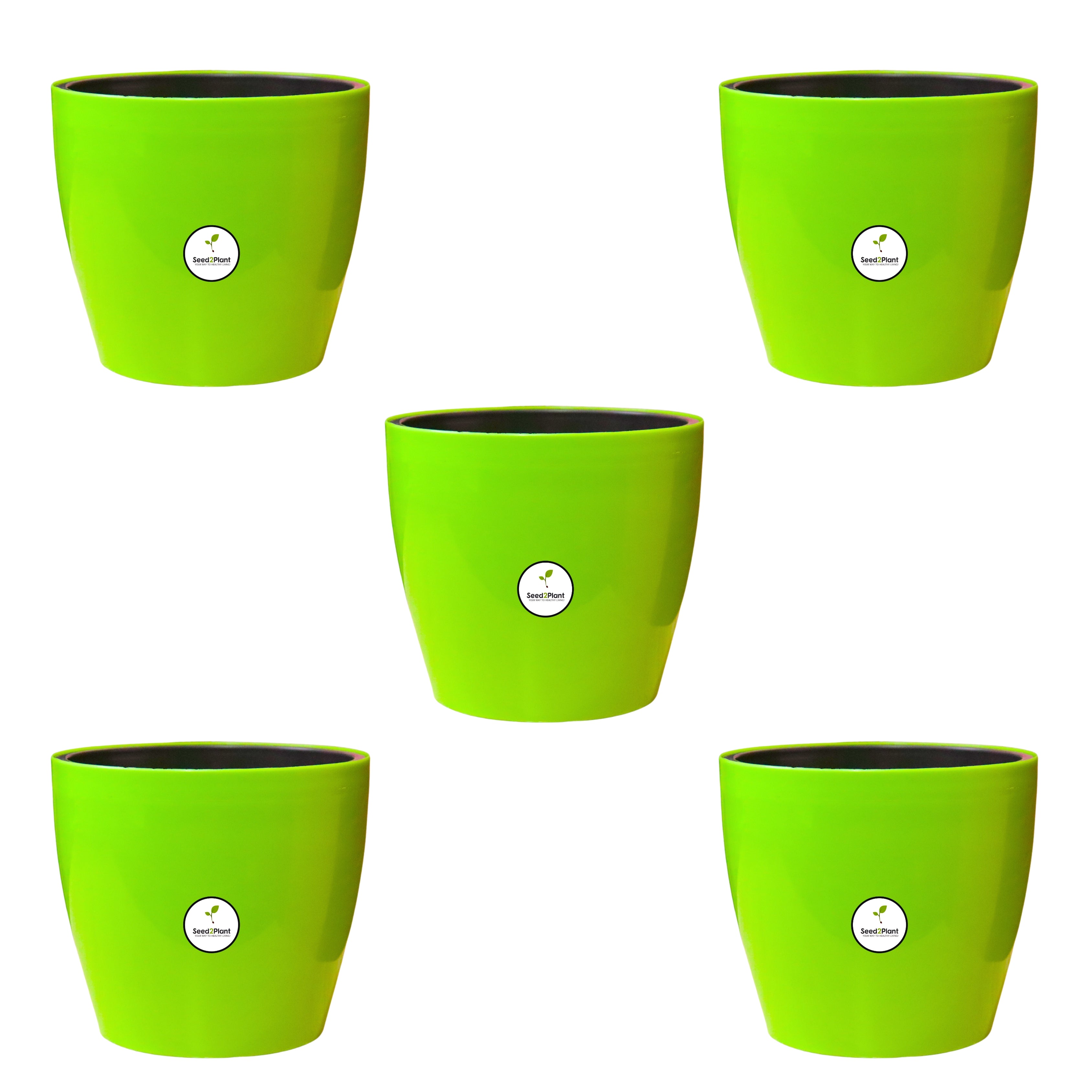 7 inch Indoor Plastic Pot (with Inner Pot) - Green Colour