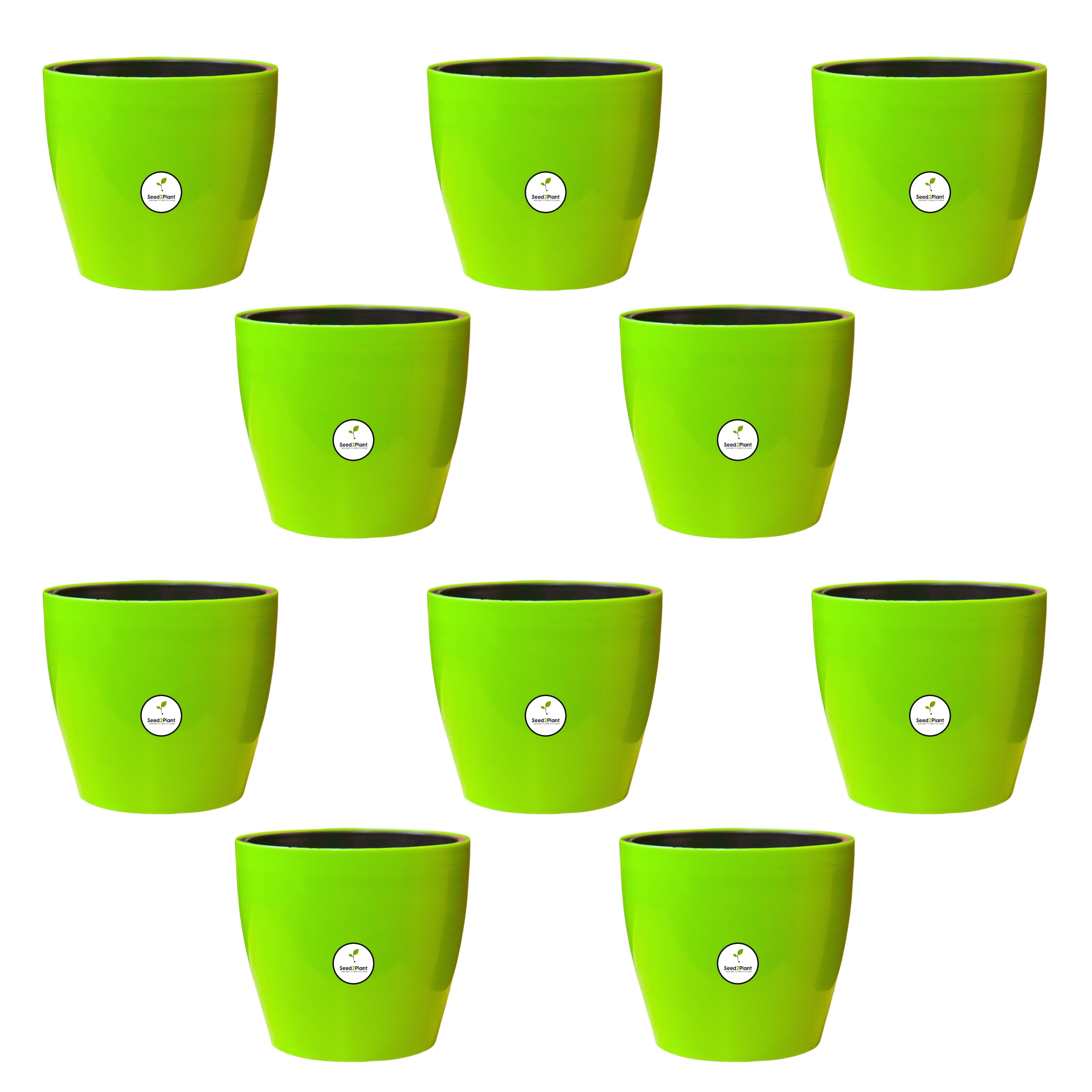 7 inch Indoor Plastic Pot (with Inner Pot) - Green Colour