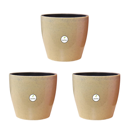 7 inch Indoor Plastic Pot (with Inner Pot) - Light Sandy Colour