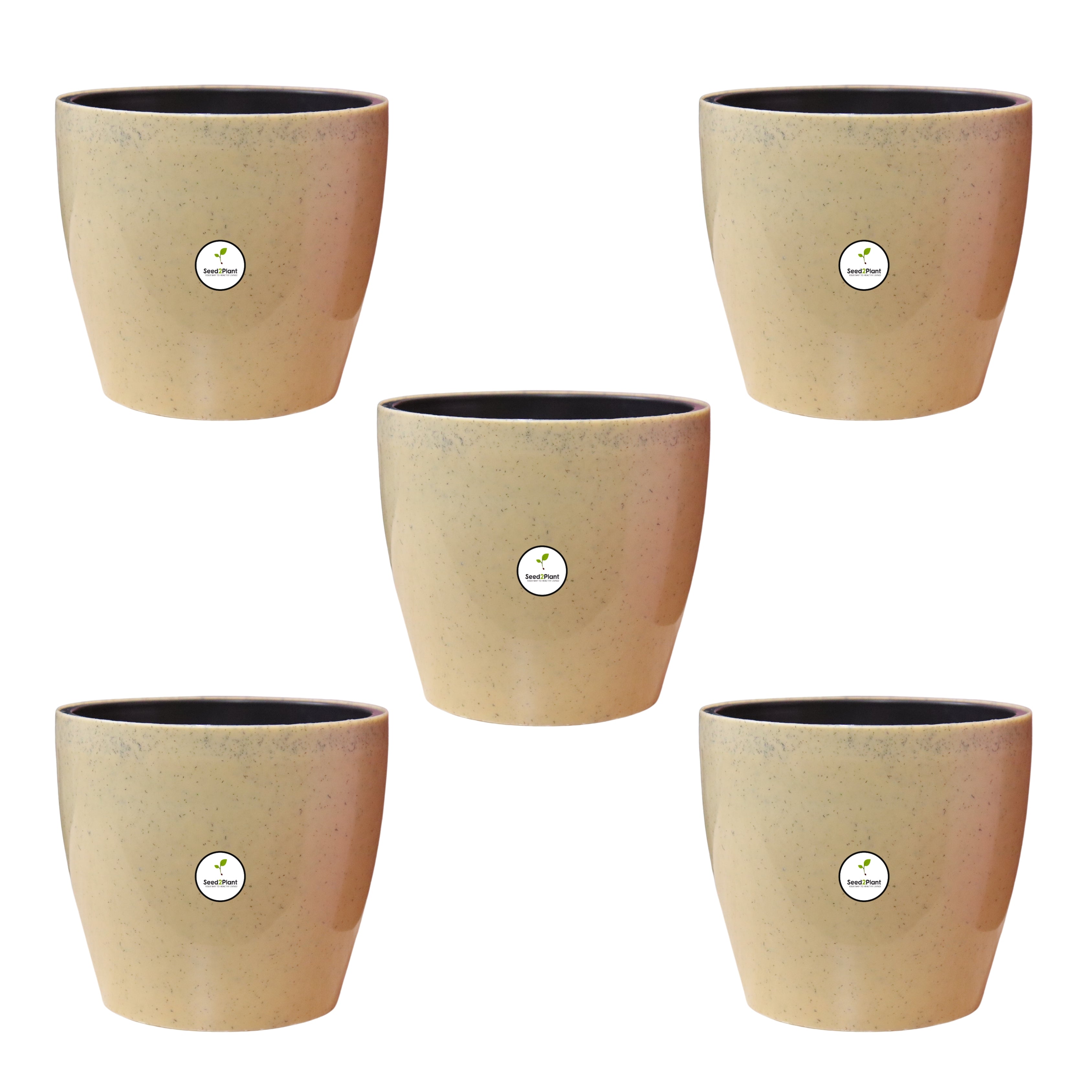 7 inch Indoor Plastic Pot (with Inner Pot) - Light Sandy Colour