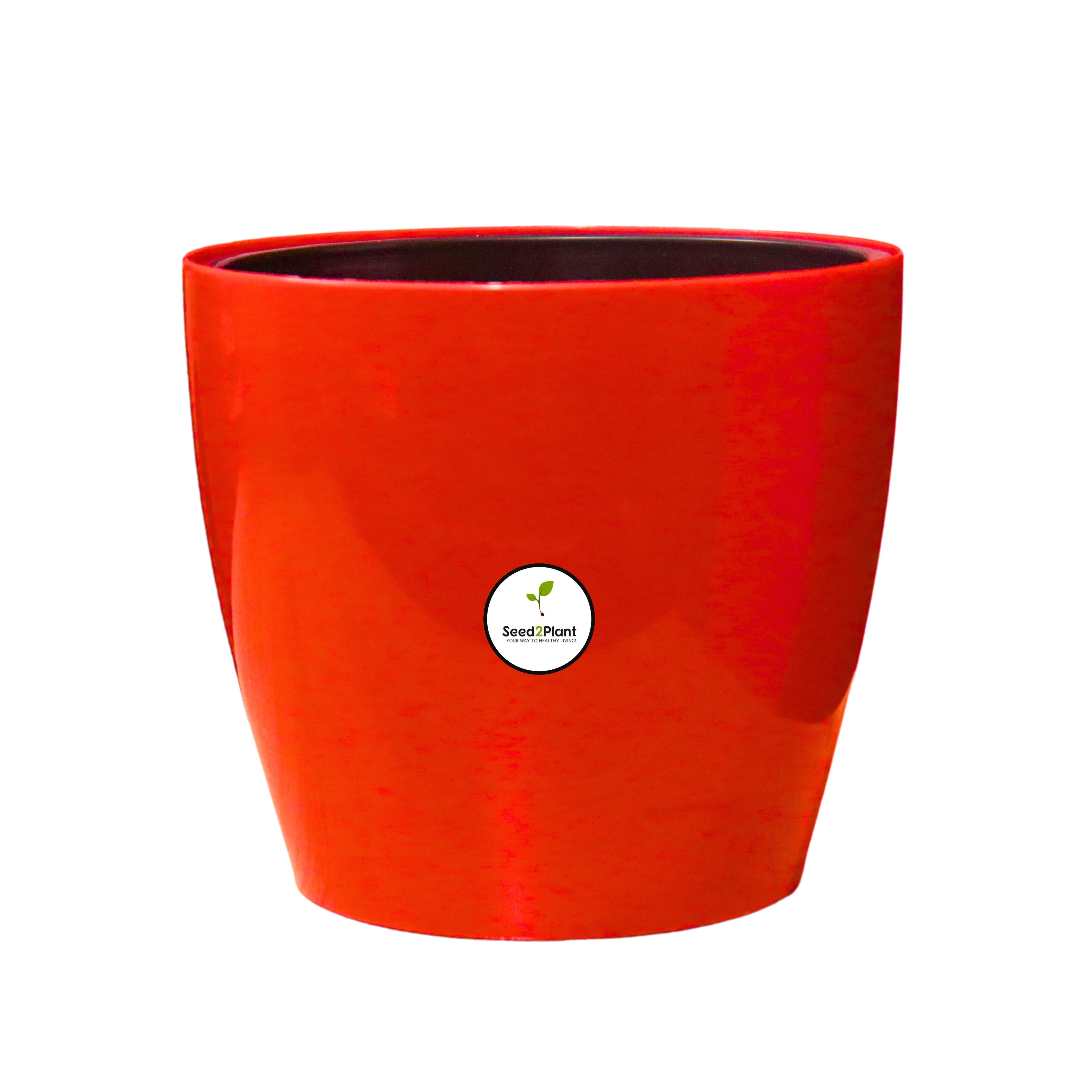 7 inch Indoor Plastic Pot (with Inner Pot) - Red Colour