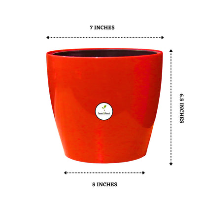 7 inch Indoor Plastic Pot (with Inner Pot) - Red Colour