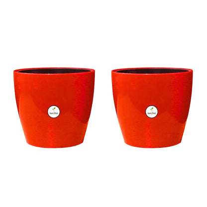 7 inch Indoor Plastic Pot (with Inner Pot) - Red Colour