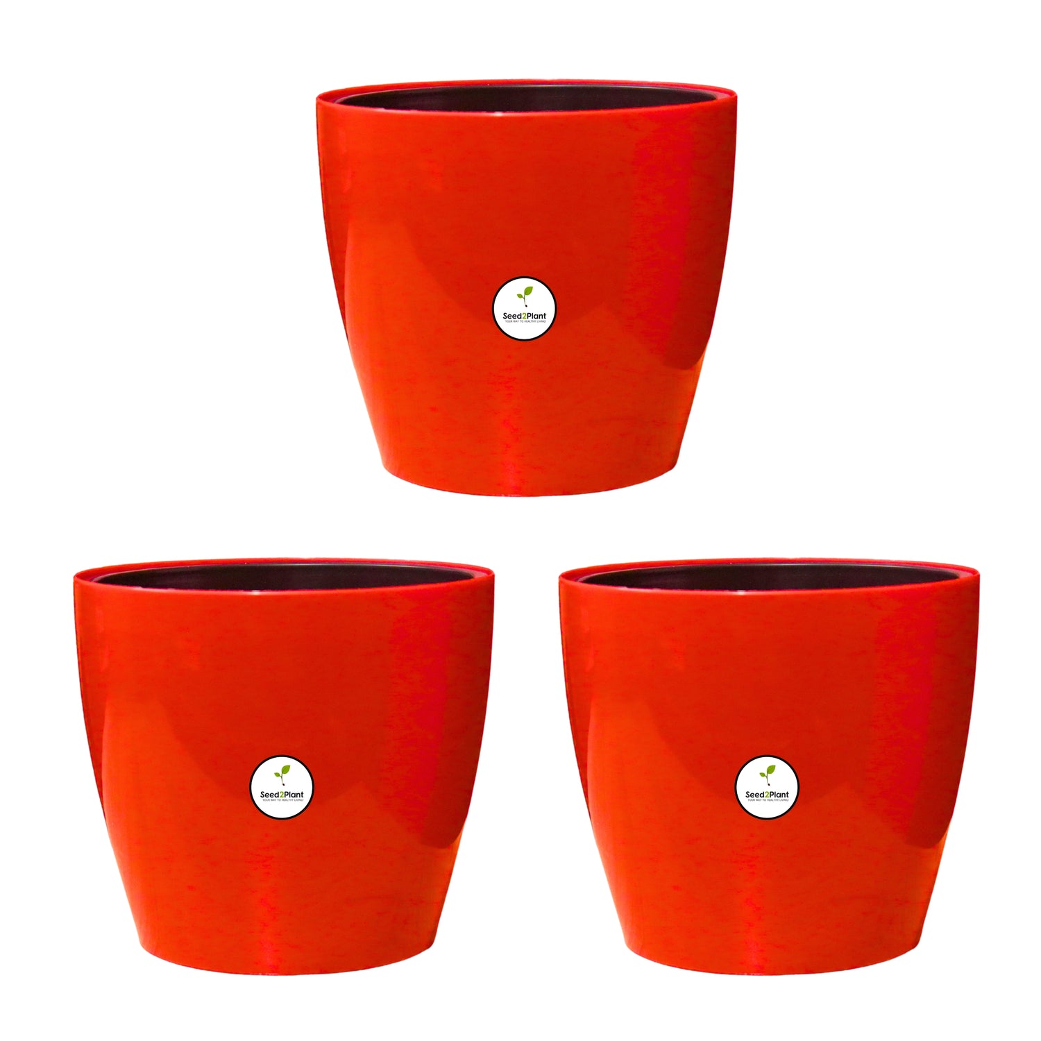 7 inch Indoor Plastic Pot (with Inner Pot) - Red Colour