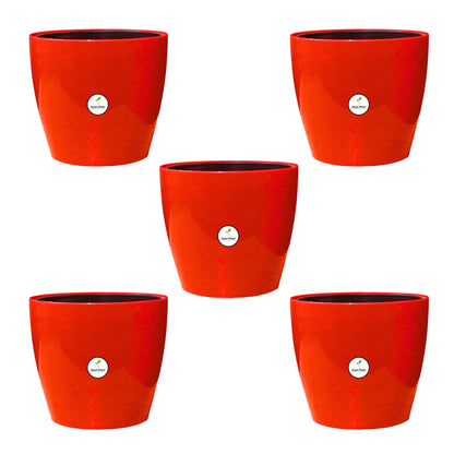 7 inch Indoor Plastic Pot (with Inner Pot) - Red Colour
