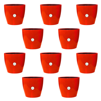 7 inch Indoor Plastic Pot (with Inner Pot) - Red Colour