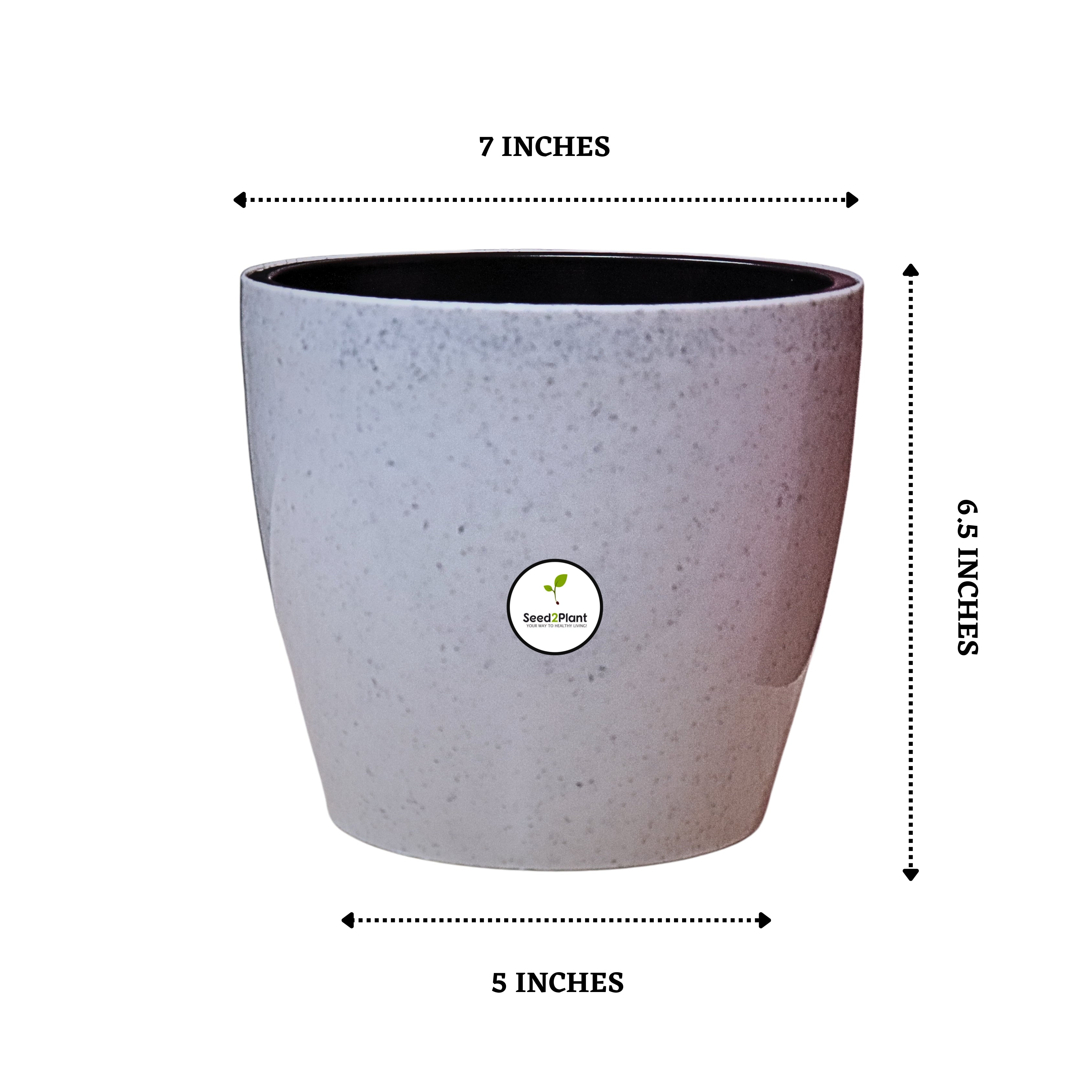 7 inch Indoor Plastic Pot (with Inner Pot) - Grey Colour