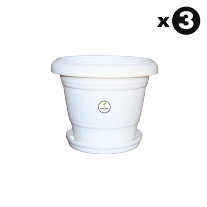 8 Inch UV Treated Plastic Pots - White Colour