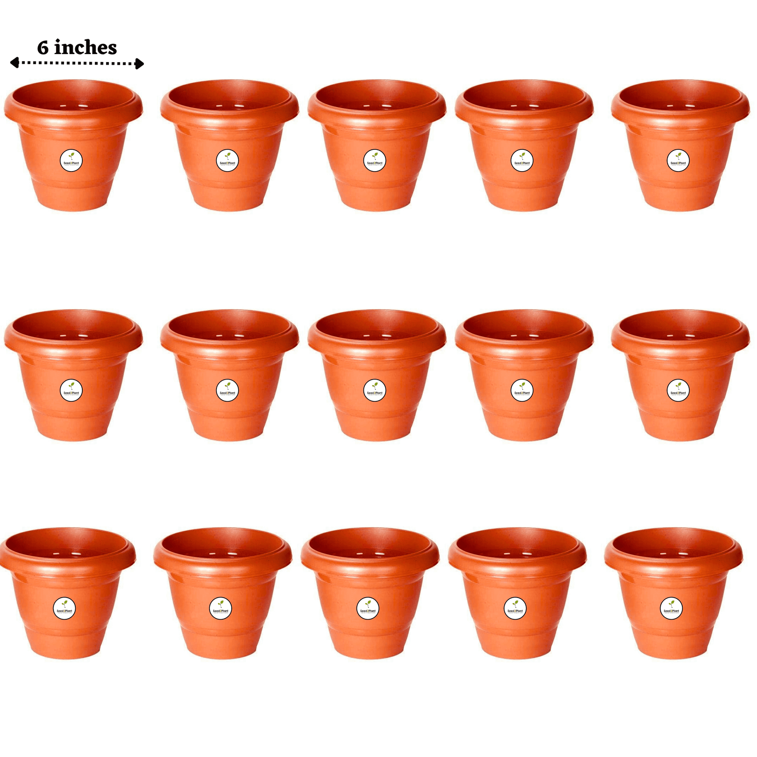 6 Inch UV Treated Plastic Pots - Terracotta Colour