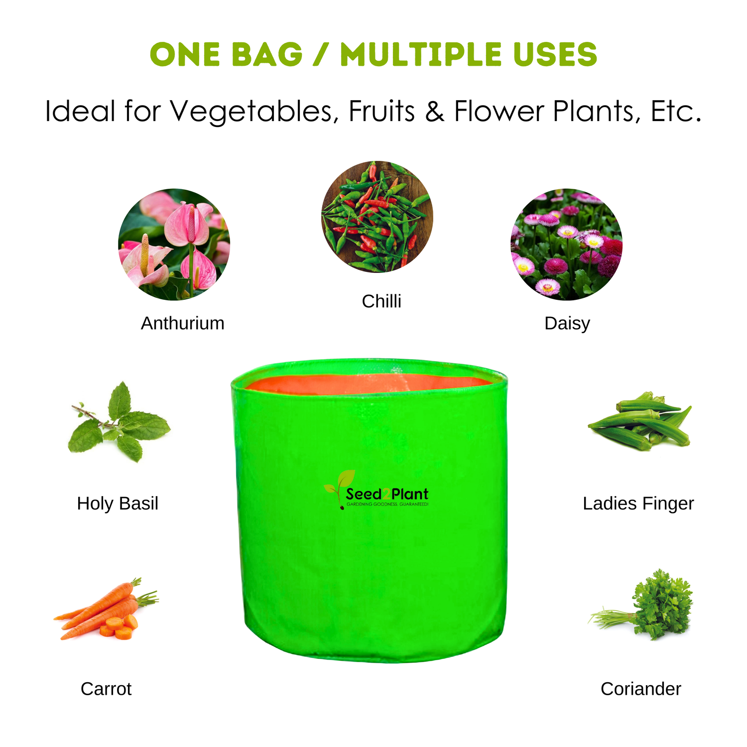 9x9 Inches (¾x¾ Ft) - 220 GSM HDPE Round Grow Bag