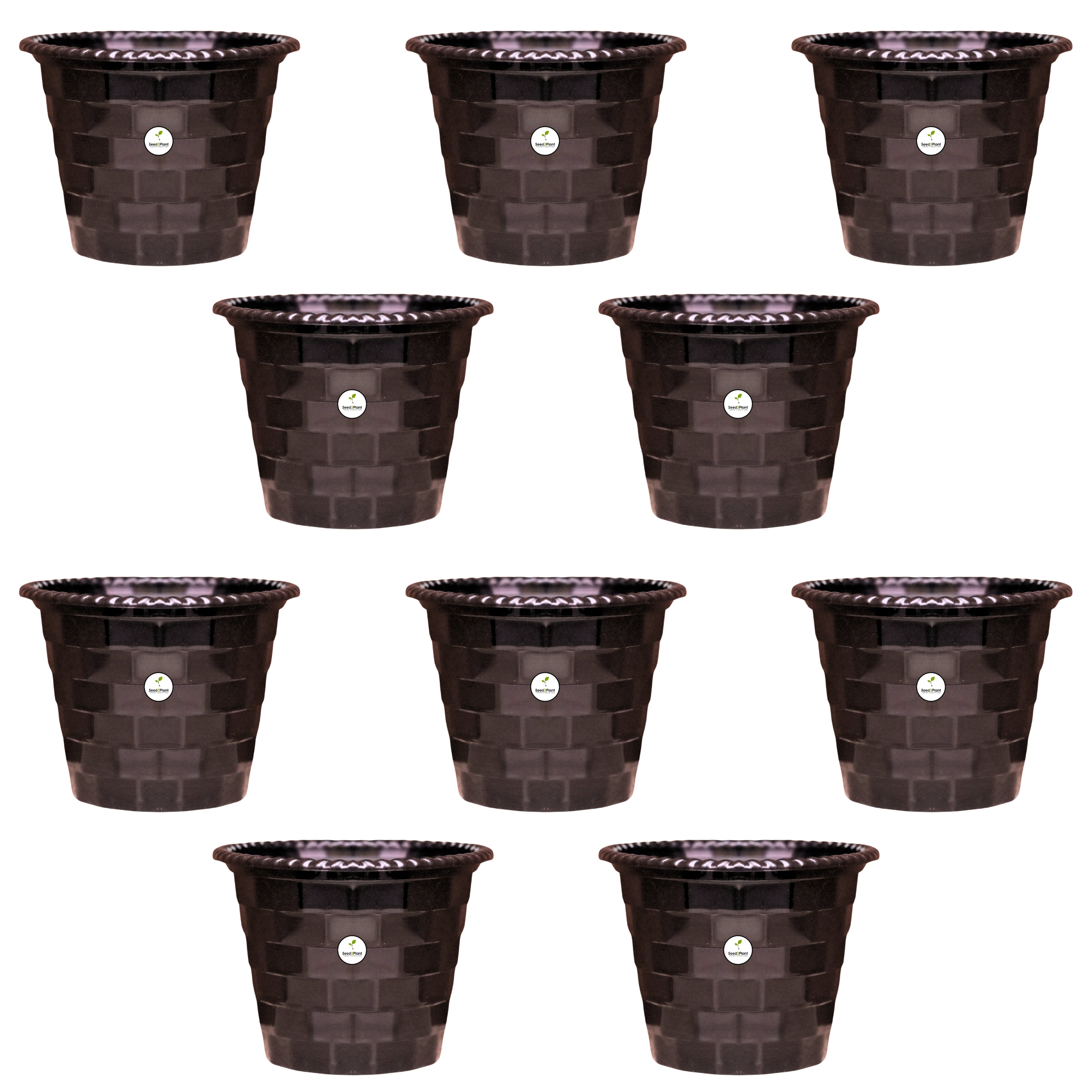 Brick Pattern Indoor Pot - Black Colour