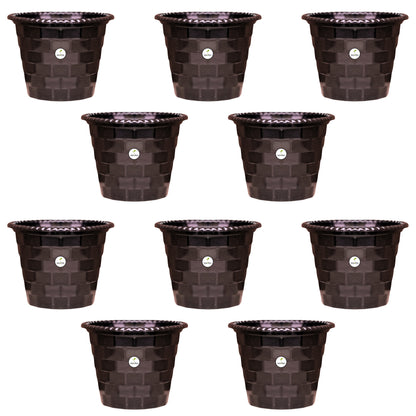 Brick Pattern Indoor Pot - Black Colour