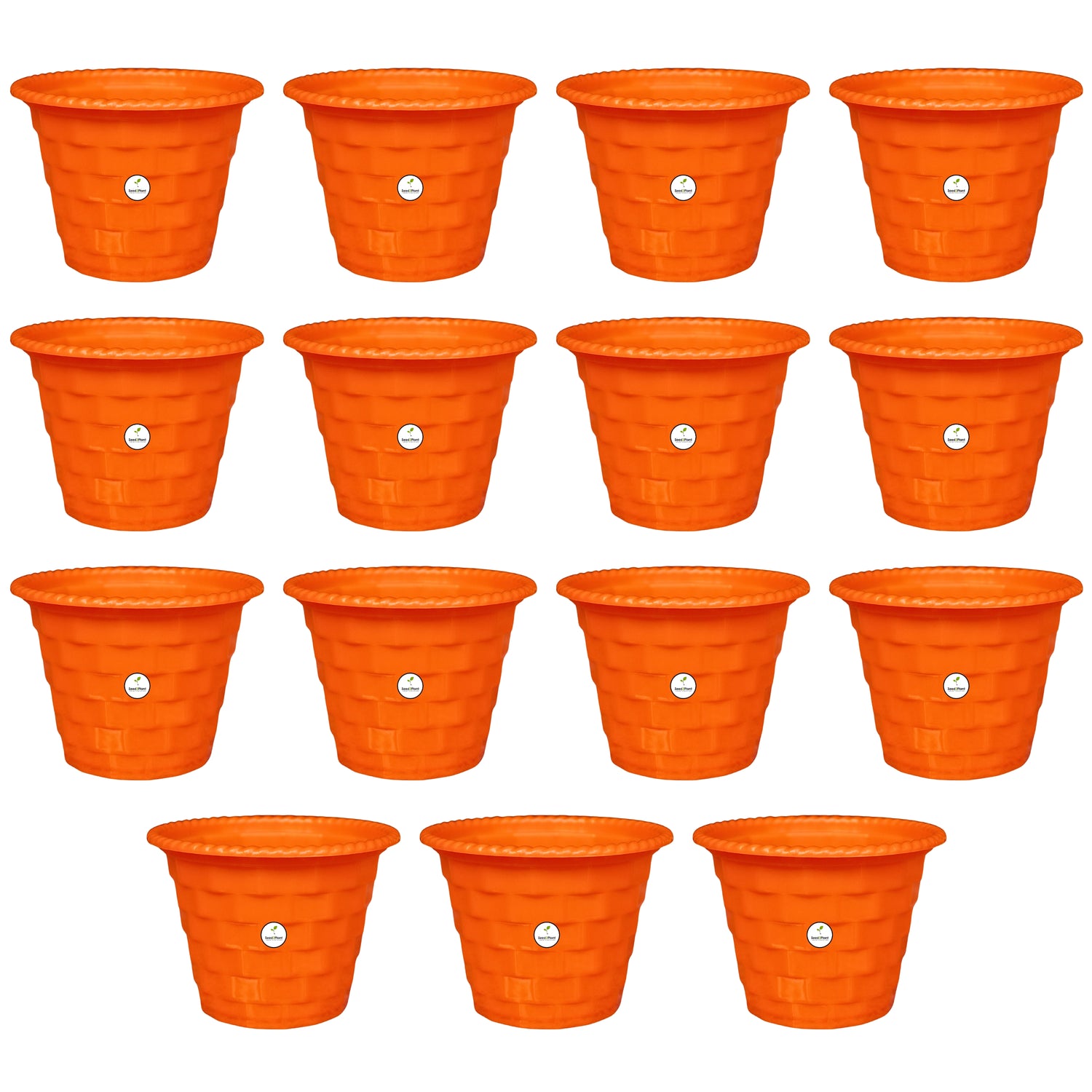 Brick Pattern Indoor Pot - Orange Colour