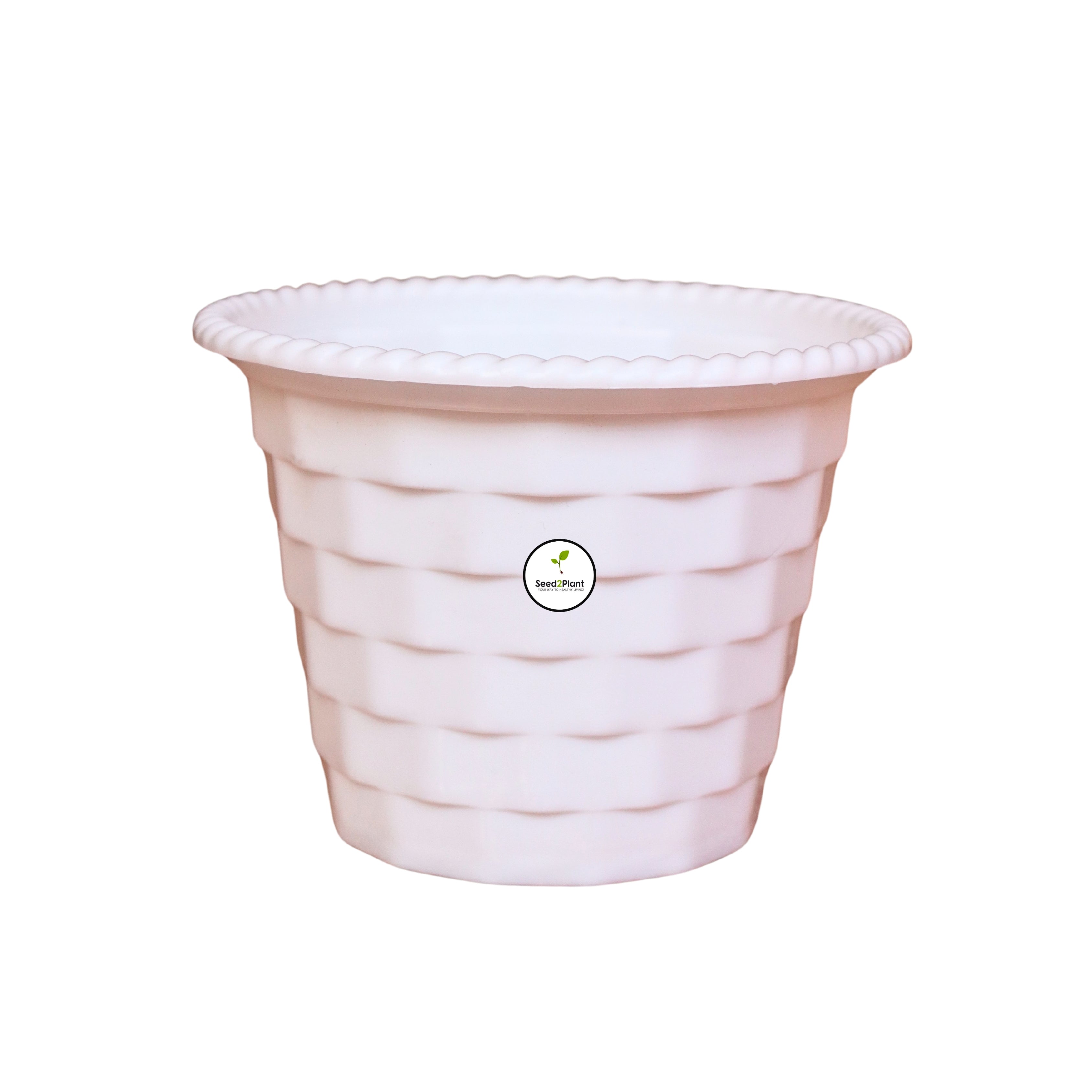 Brick Pattern Indoor Pot - White Colour