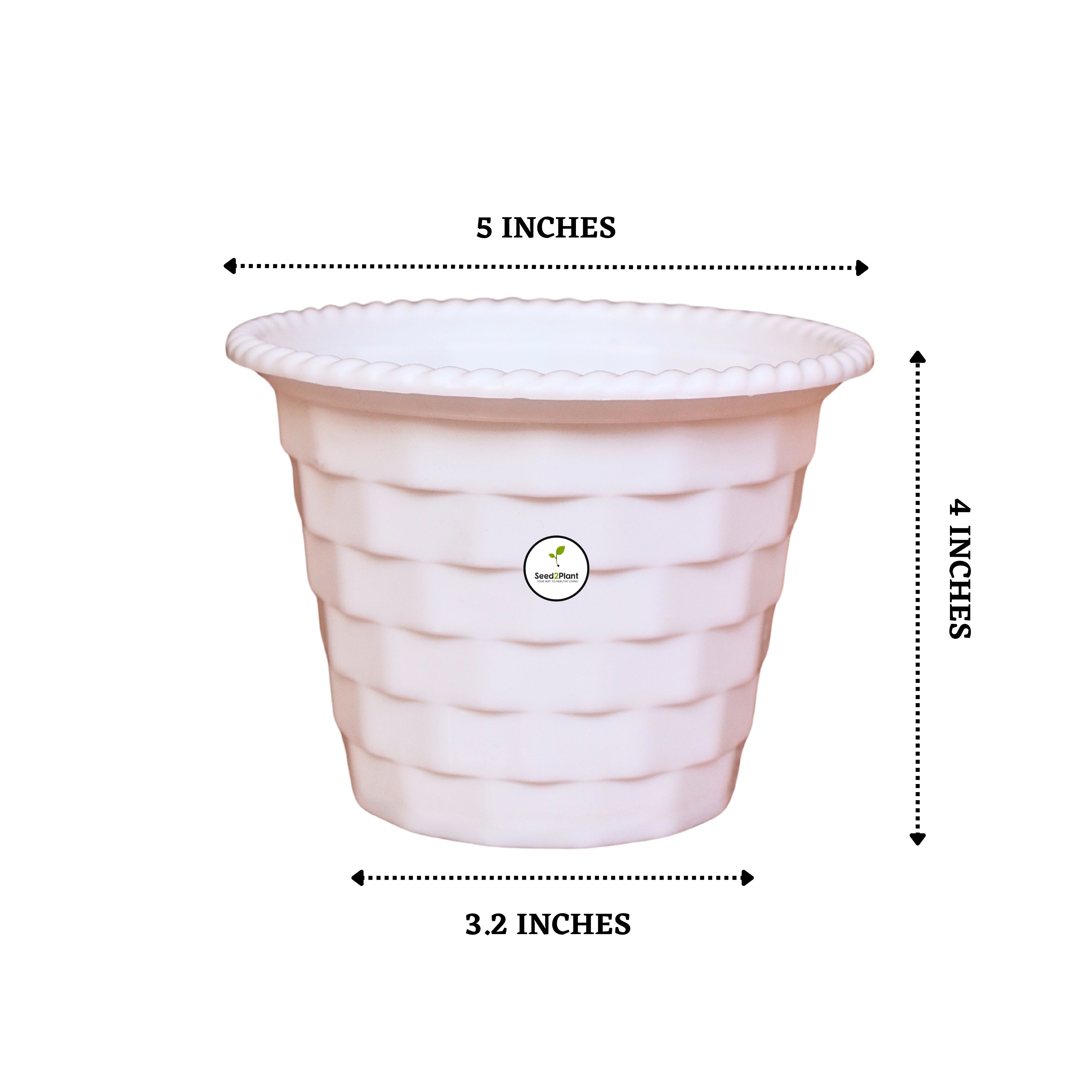 Brick Pattern Indoor Pot - White Colour