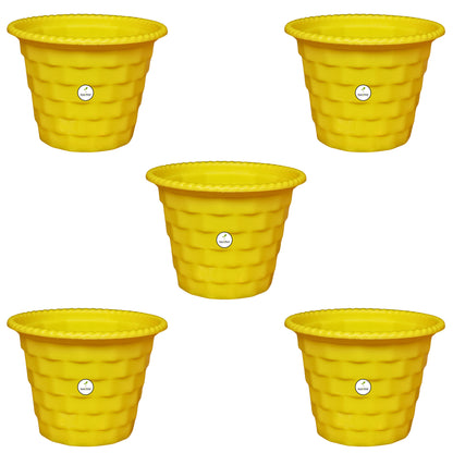 Brick Pattern Indoor Pot - Yellow Colour