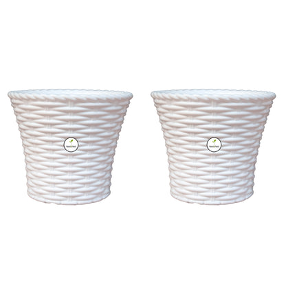 Elegant White Woven Planter