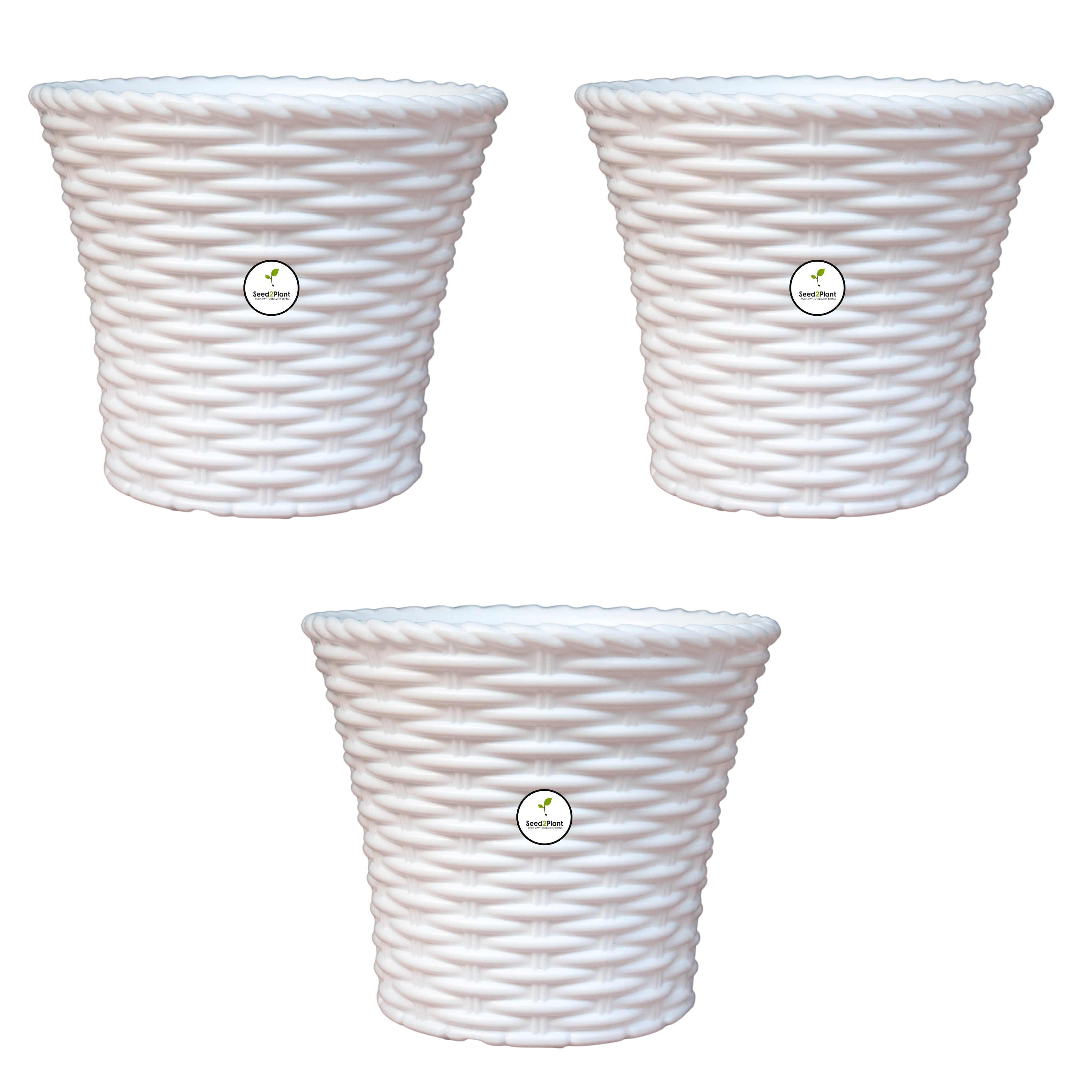 Elegant White Woven Planter