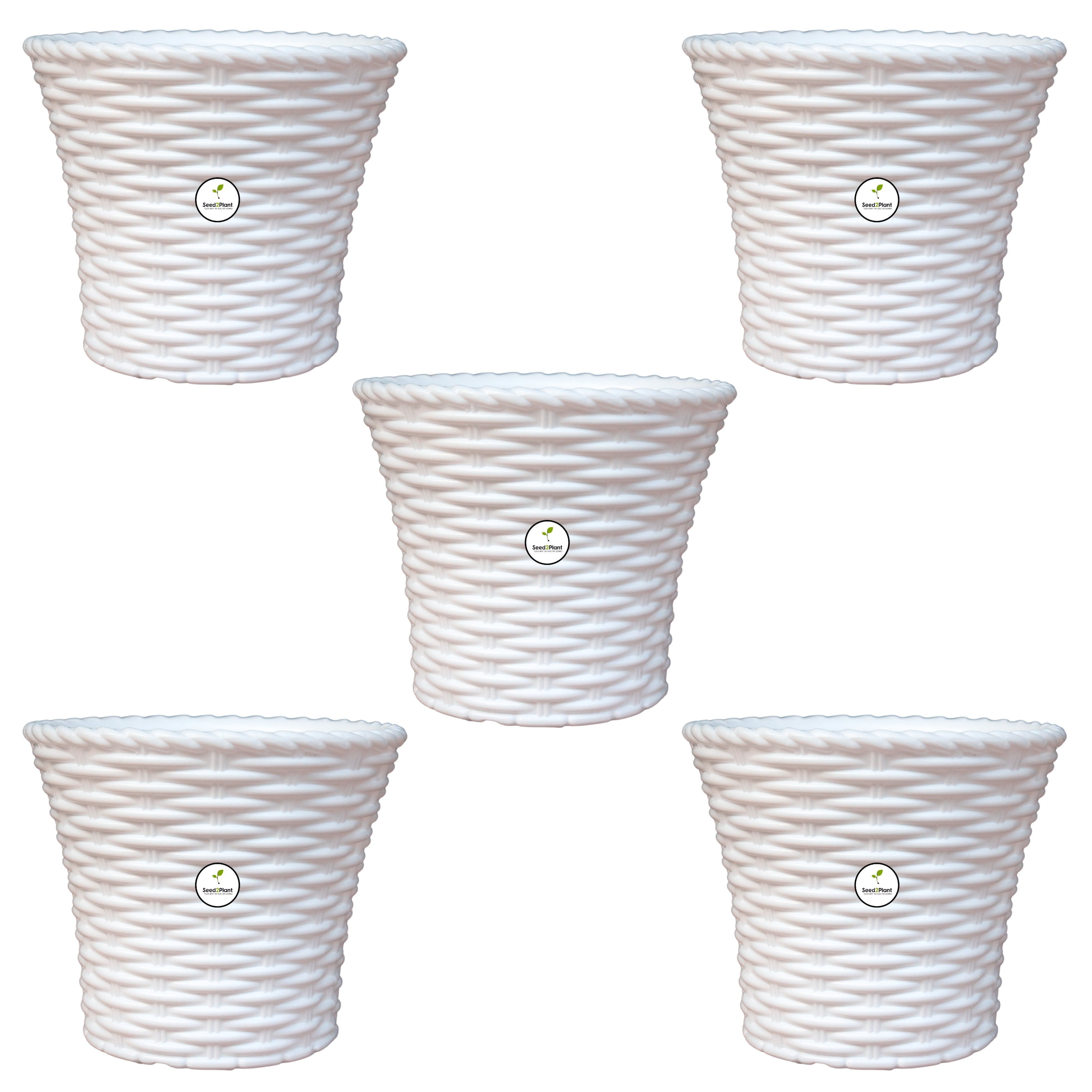 Elegant White Woven Planter