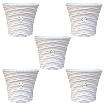 Elegant White Woven Planter