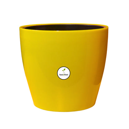 7 inch Indoor Plastic Pot (with Inner Pot) - Yellow Colour